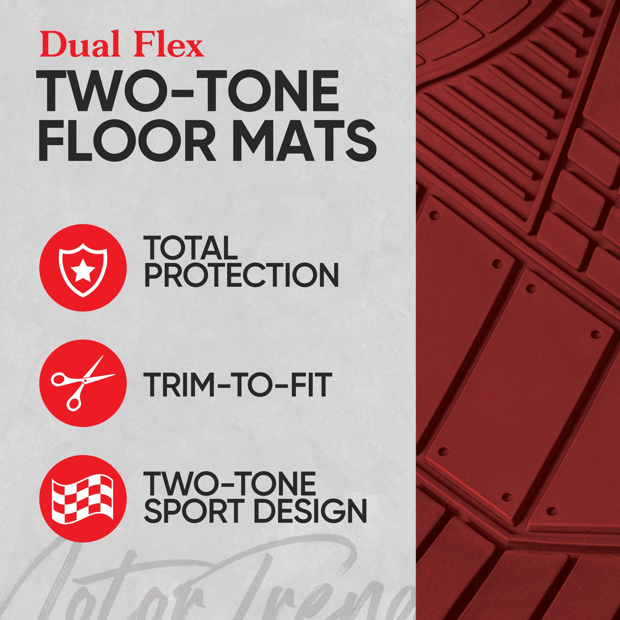 Motor Trend FlexTough Black All-Weather Floor Mats Set - Heavy Duty Rubber Car Mats for SUV, Van & Sedan with Cargo Liner | Front & Rear Seat Protection | Perfect for Winter Snow, Mud & Spills