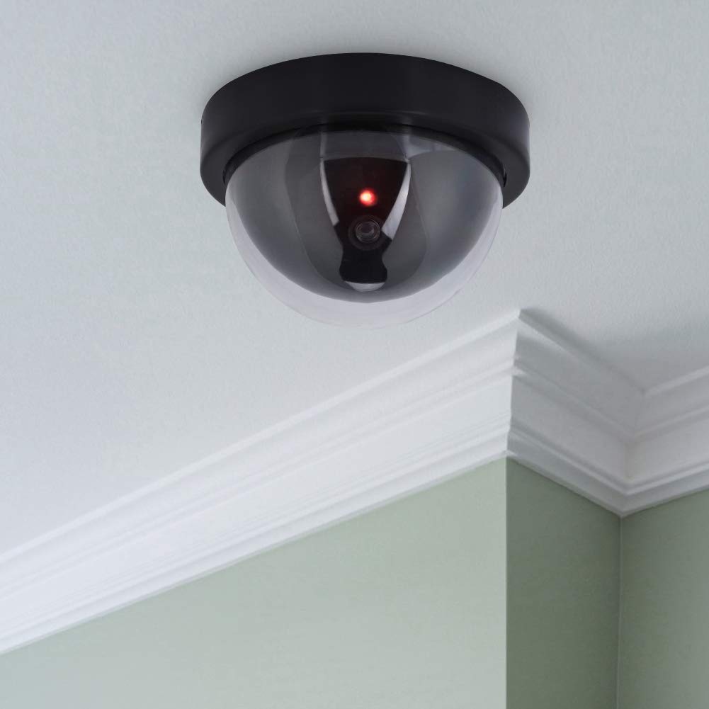 ASHATA Fake Security Camera with Flashing LED Light - Dummy Dome Surveillance Decoy for Home & Business Security - Indoor/Outdoor Use for Theft Deterrence