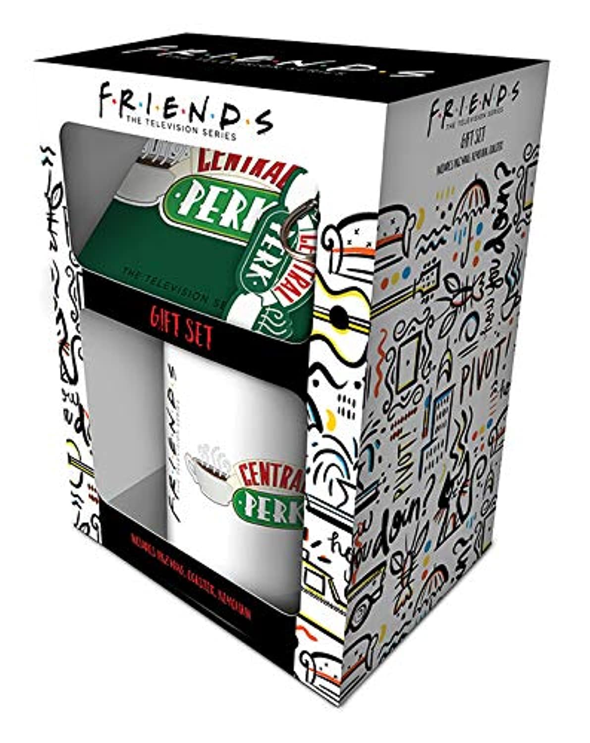 Friends TV Show Gift Set - Official Central Perk Mug, Coaster & Keychain in Premium Gift Box | Perfect for Birthday, Christmas Gifts & Fan Collectibles