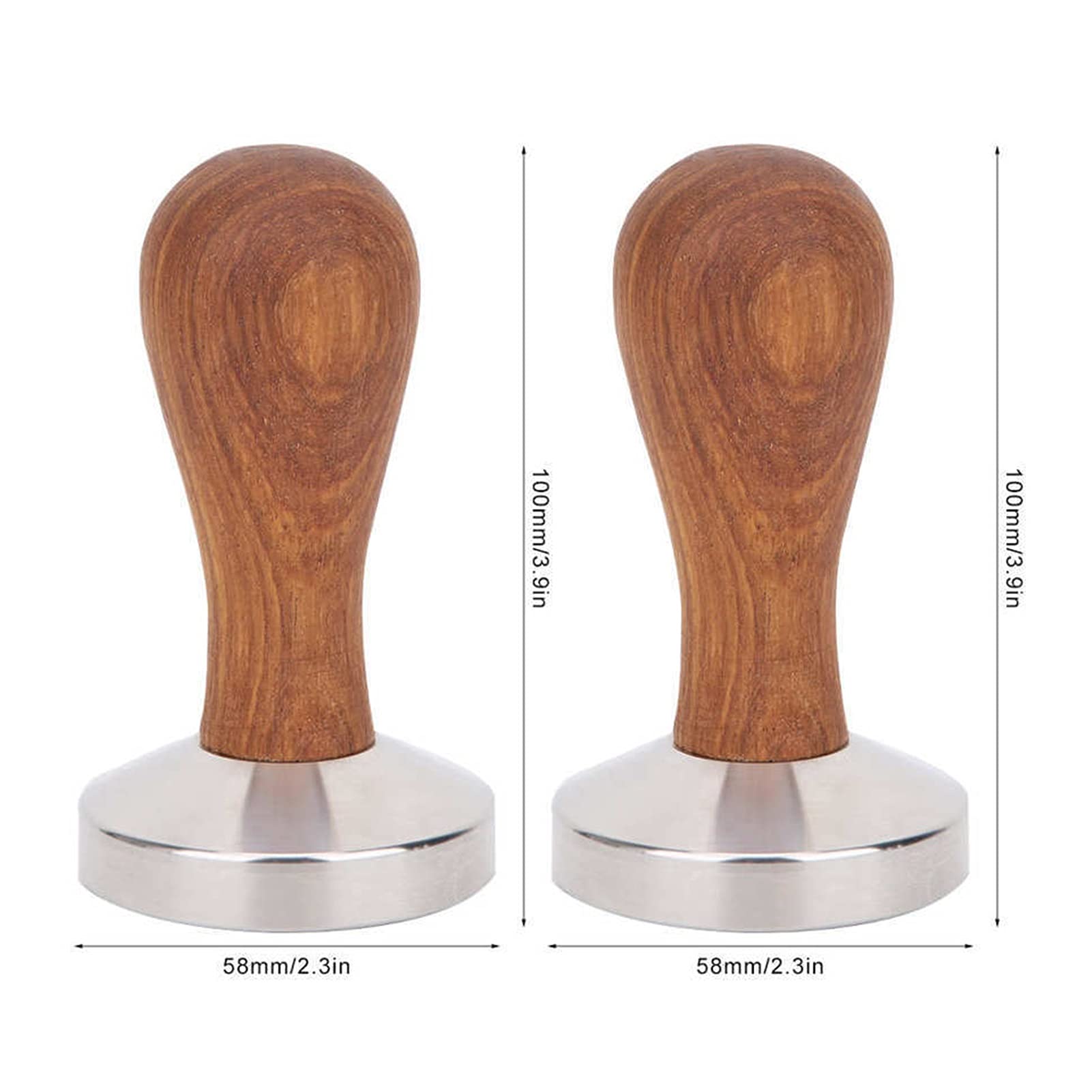 Premium Stainless Steel Coffee Tamper with Wooden Handle - 57.5mm Barista Tool for Espresso Machine, Perfect for Home Brewing & Professional Coffee Shops - Durable Powder Press Tool for Consistent Tamping