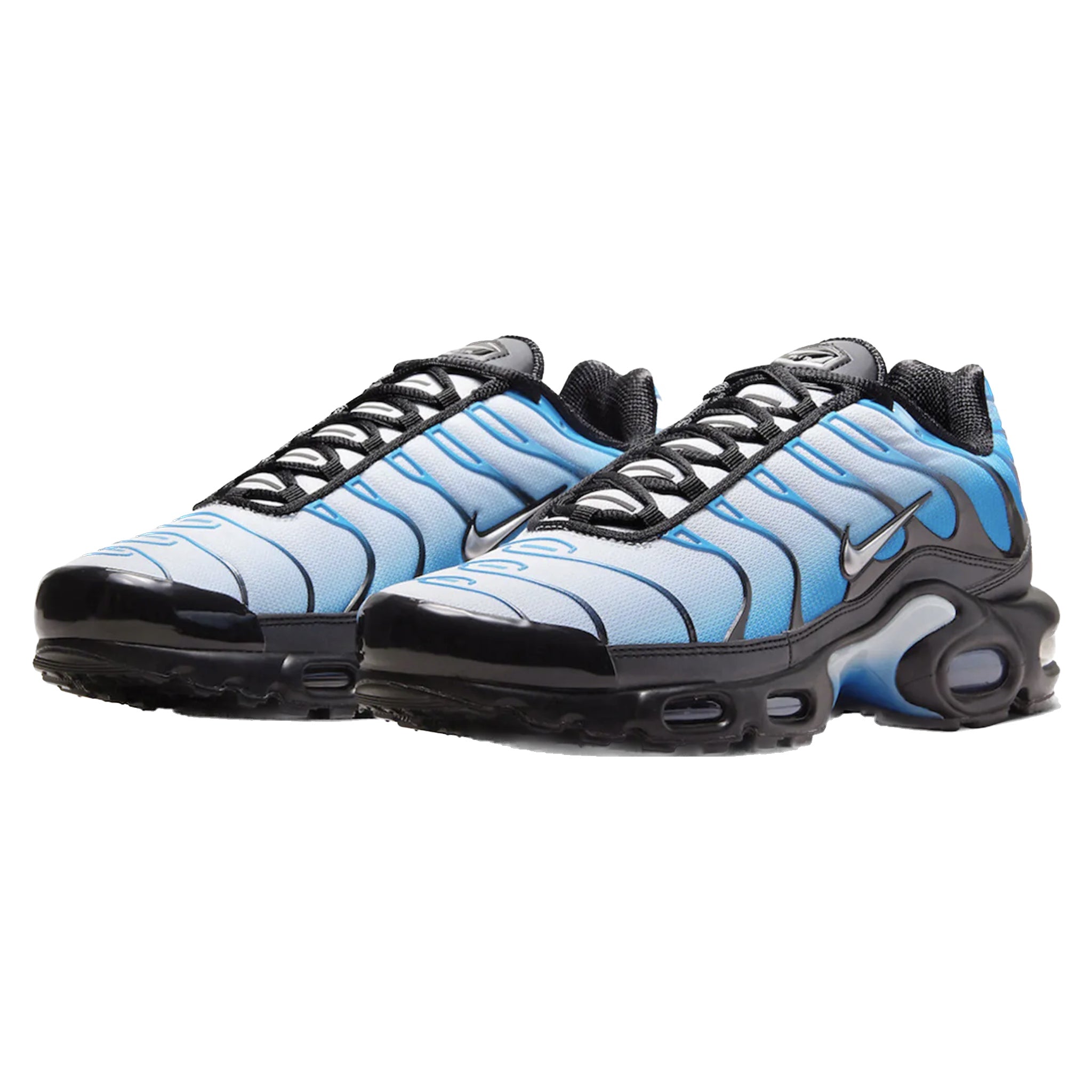Nike Air Max Plus Running Shoes - Blue Gradient, Black & Metallic Silver for Men | Comfortable Athletic Sneakers for Jogging, Gym & Casual Wear