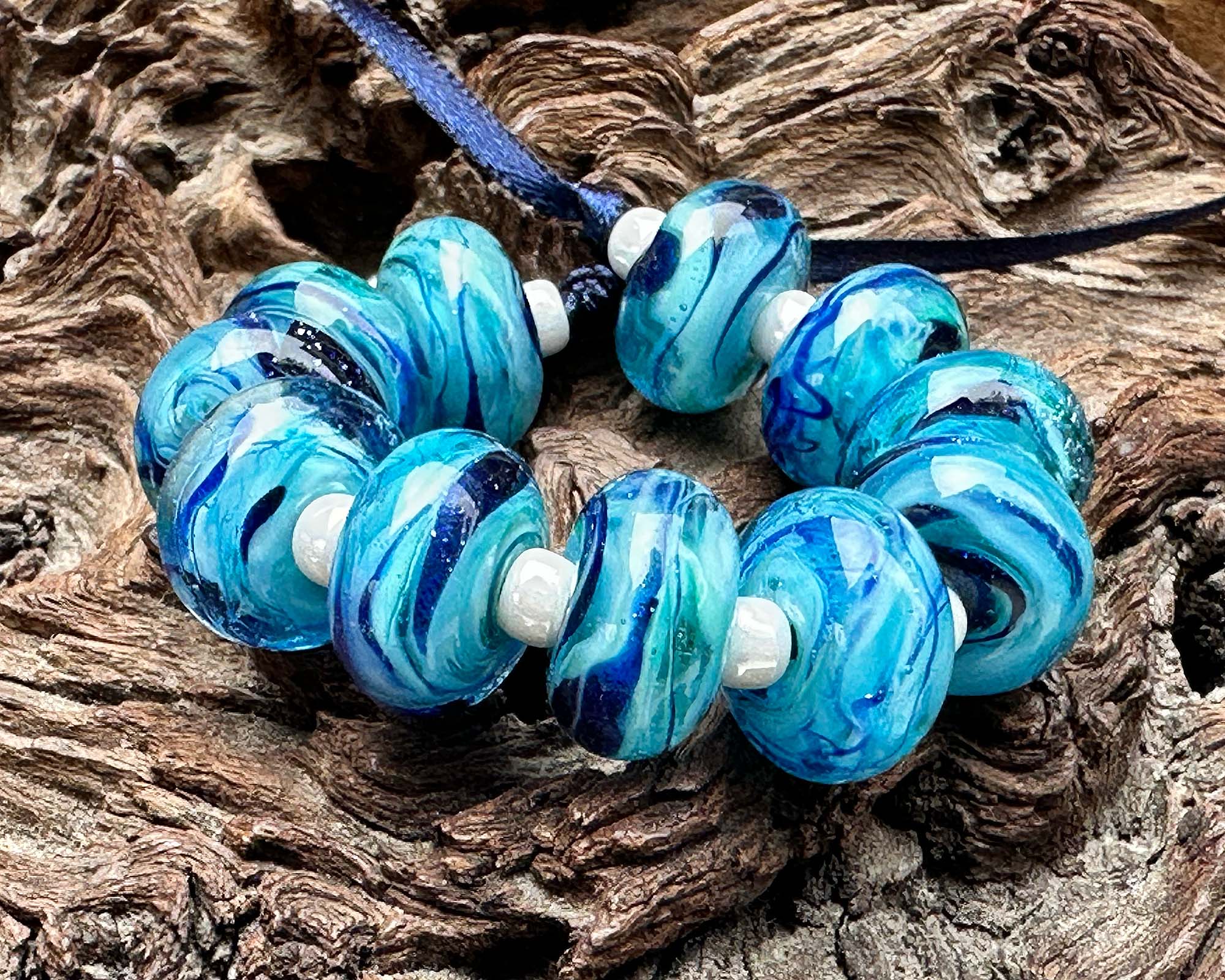 11 Turquoise Sparkle Lampwork Glass Beads Set for Jewelry Making - DIY Bracelets, Necklaces & Craft Projects - SRA Certified