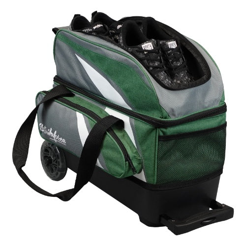 KR Strikeforce Cruiser Green Grey Double Roller Bowling Bag - Durable 2-Ball Bowling Bag with Wheels for Easy Transport | Perfect for League Play & Tournament Travel