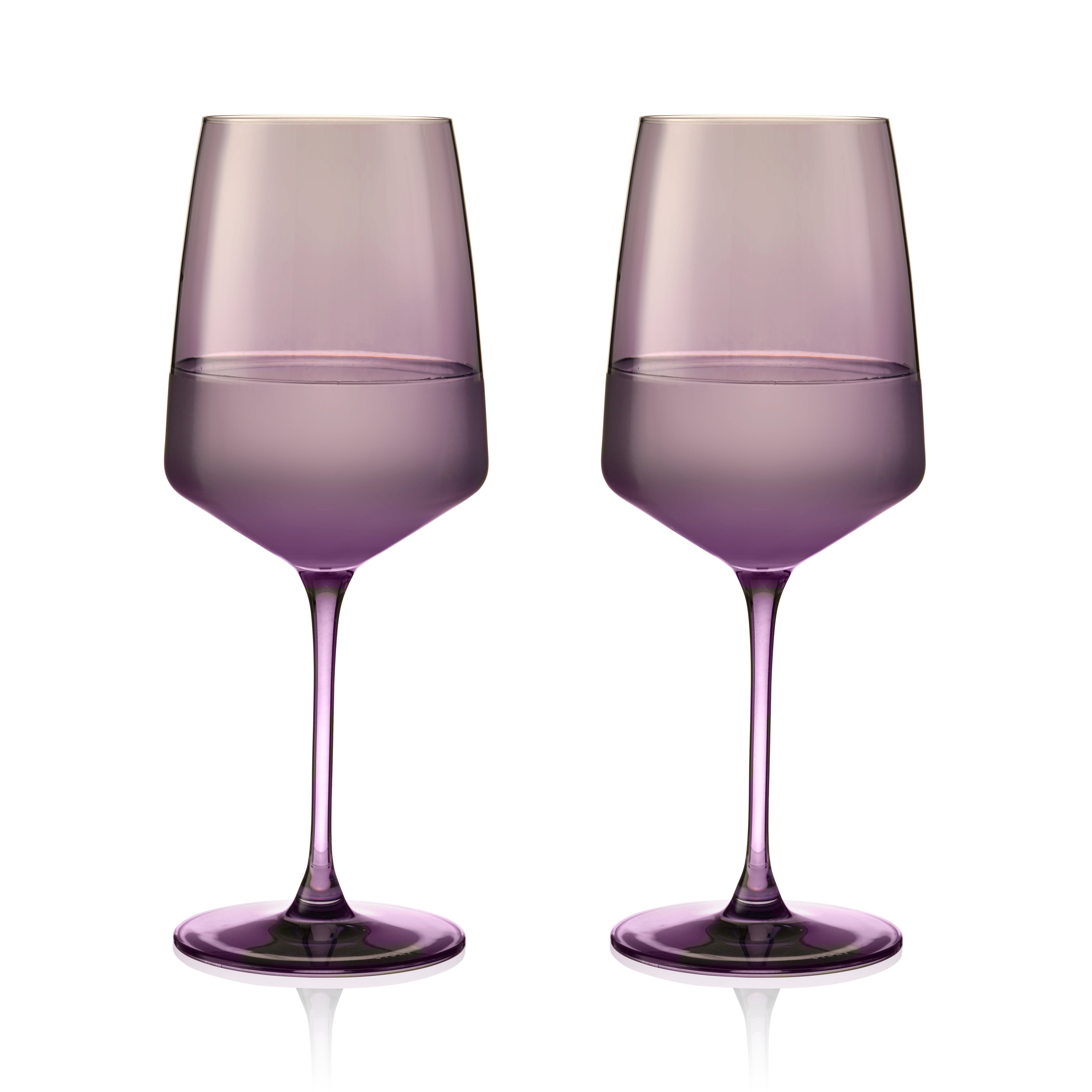Premium Reserve Nouveau Crystal Wine Glasses Set of 2 - Elegant Violet Stemware for Red & White Wine - Perfect for Dinner Parties, Weddings & Romantic Evenings