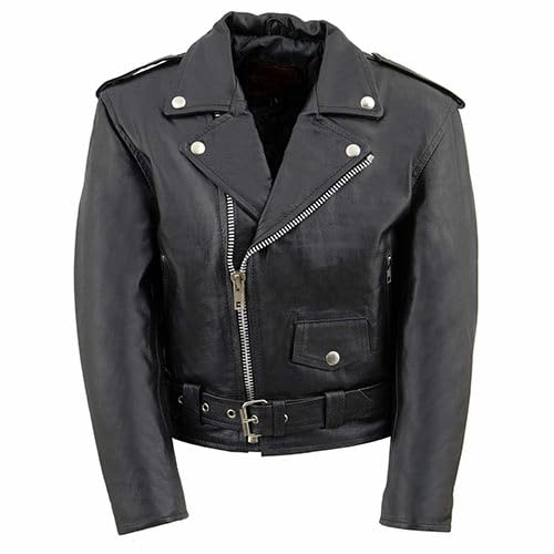 Milwaukee Leather SH2010 Toddler Motorcycle Jacket - Genuine Black Leather Biker Jacket for Kids, Perfect for Riding, Halloween Costumes & Outdoor Adventures
