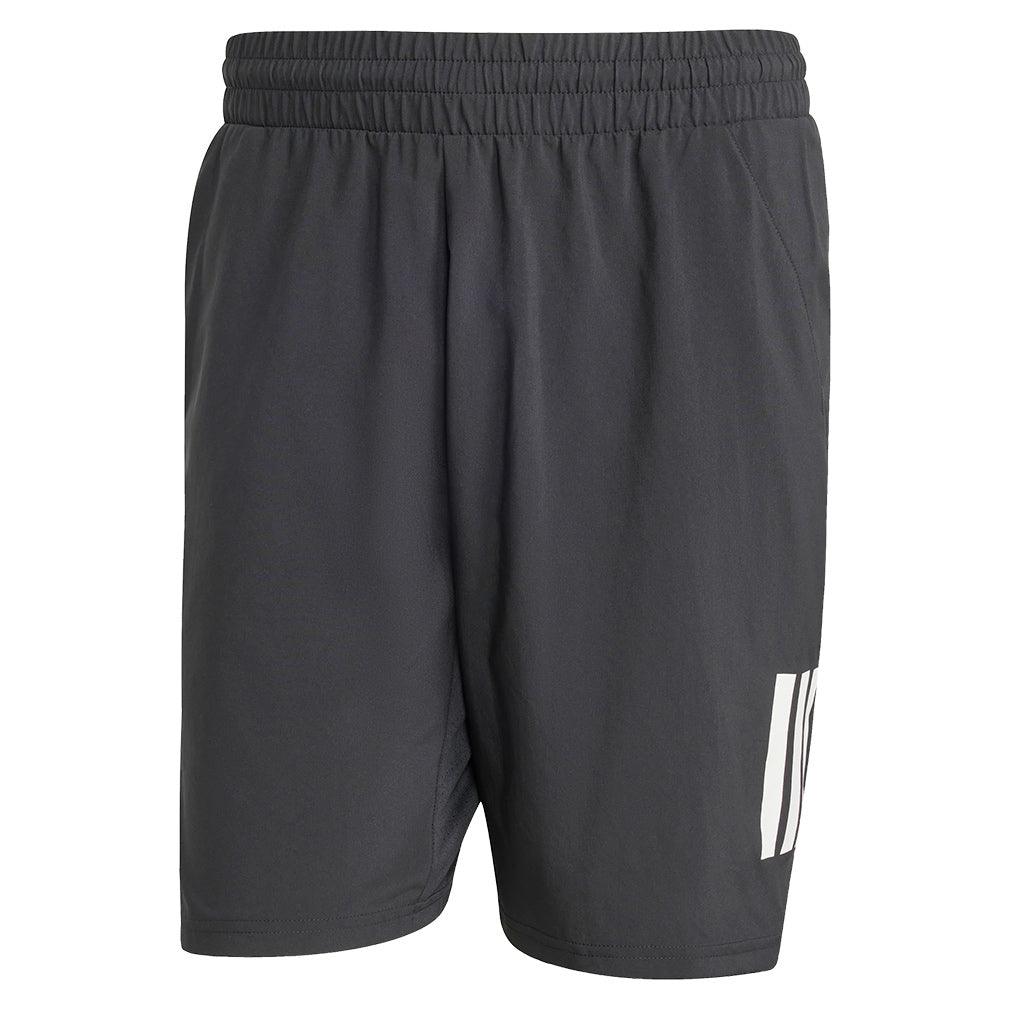 Men's Club 3 Stripe 7 Inch Tennis Shorts - Black Athletic Shorts for Casual Wear, Gym & Sports Activities