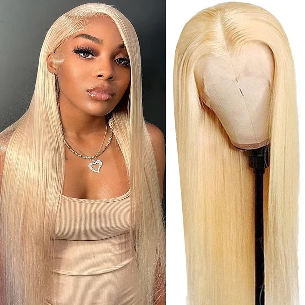 13x4 HD Transparent Lace Front Wig - 180% Density Honey Blonde Human Hair Wig with Pre-Plucked Baby Hair | 26 Inch Straight Lace Frontal Wig for Women | Perfect for Daily Wear, Cosplay & Special Occasions