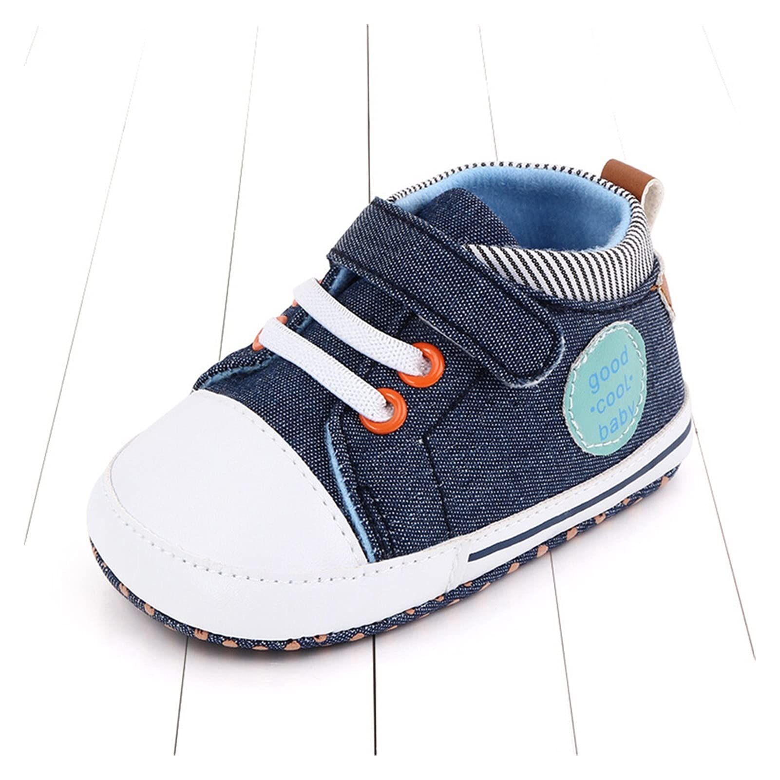 **Soft Baby Canvas Sneakers for Boys & Girls 0-18 Months - First Walker Shoes, Breathable Leather Sports Crib Shoes (Navy Blue) | Perfect for Indoor Play, Outdoor Walks & Special Occasions**