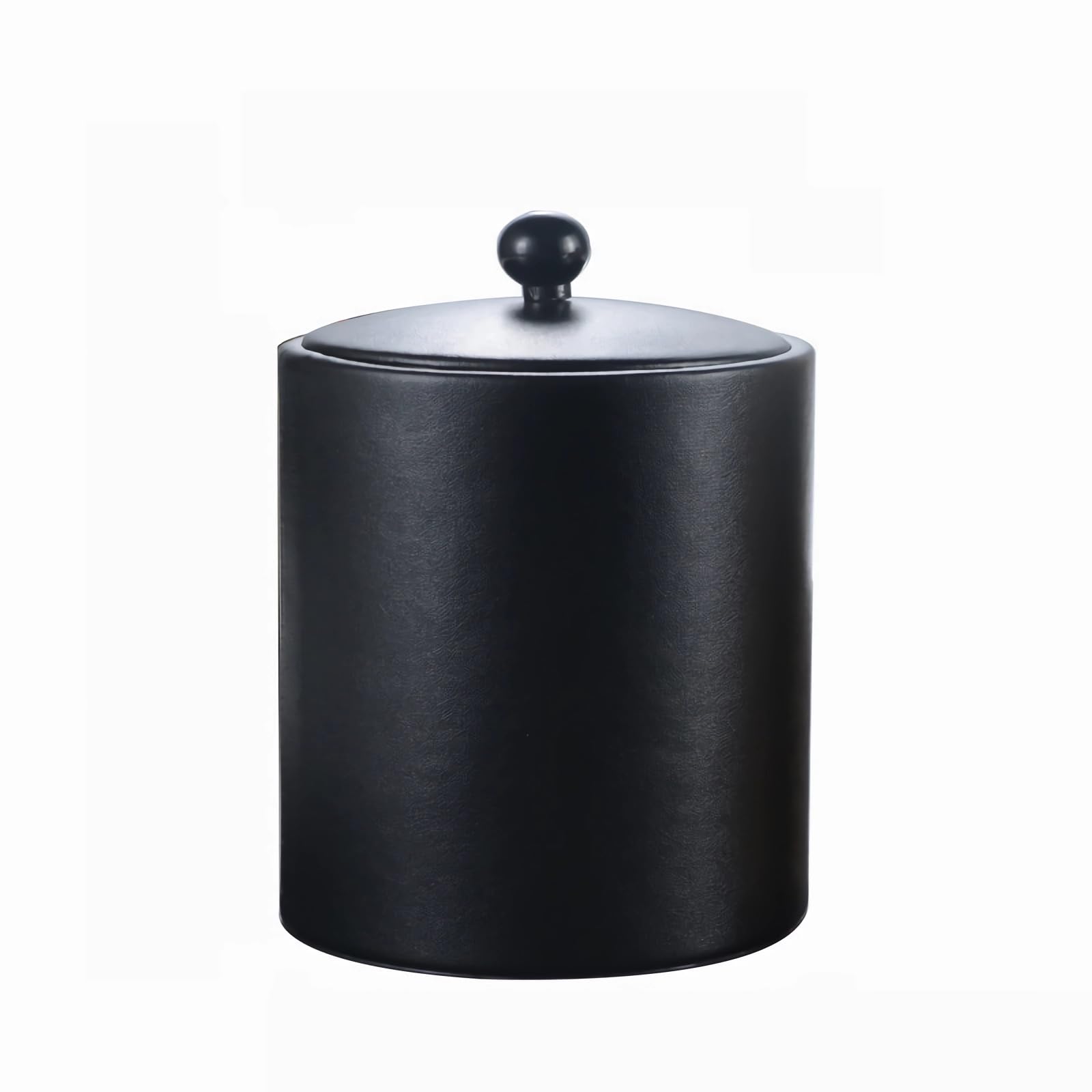 Premium Stainless Steel Insulated Ice Bucket Set with Leather Wall & Lid - Includes Ice Tongs & Strainer for Cocktails, Wine, Champagne - Perfect for Home Bars, Parties & Entertaining (Black)