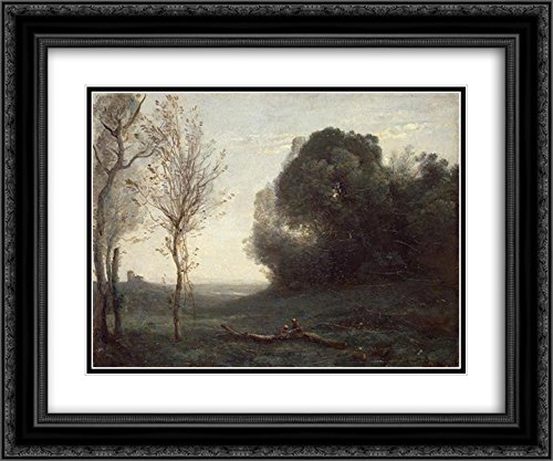 24x20 Black Ornate Frame with Double Matted Museum Art Print - Jean Baptiste Camille Corot Landscape Painting - Perfect for Living Room, Bedroom & Office Wall Decor
