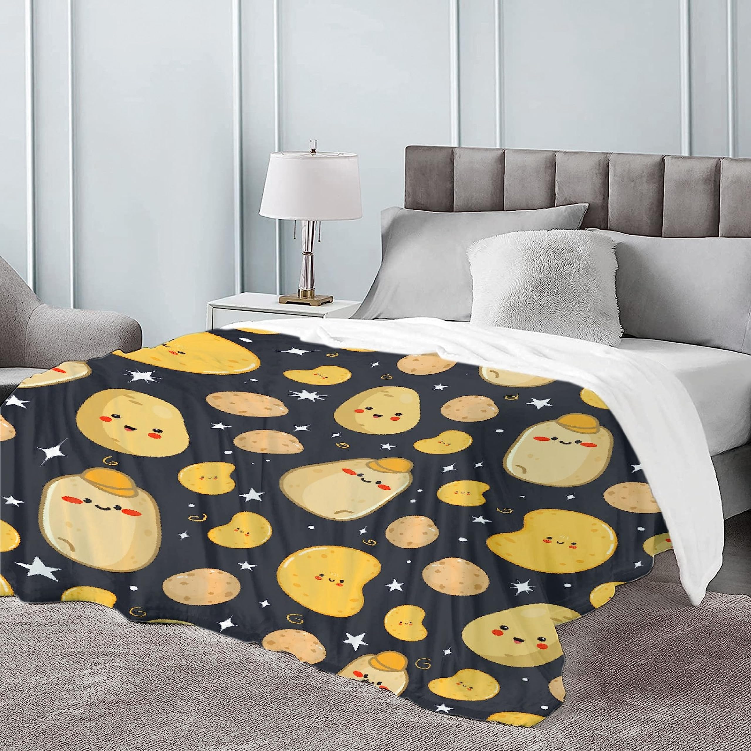 Super Soft Cozy Potato Blanket - Warm Throw for Women & Girls - 80x60 Inch Fluffy Fleece Blanket for Couch, Bed, Sofa & Office - All Season Home Decor Gift Idea - Perfect for Movie Nights, Camping & Relaxation