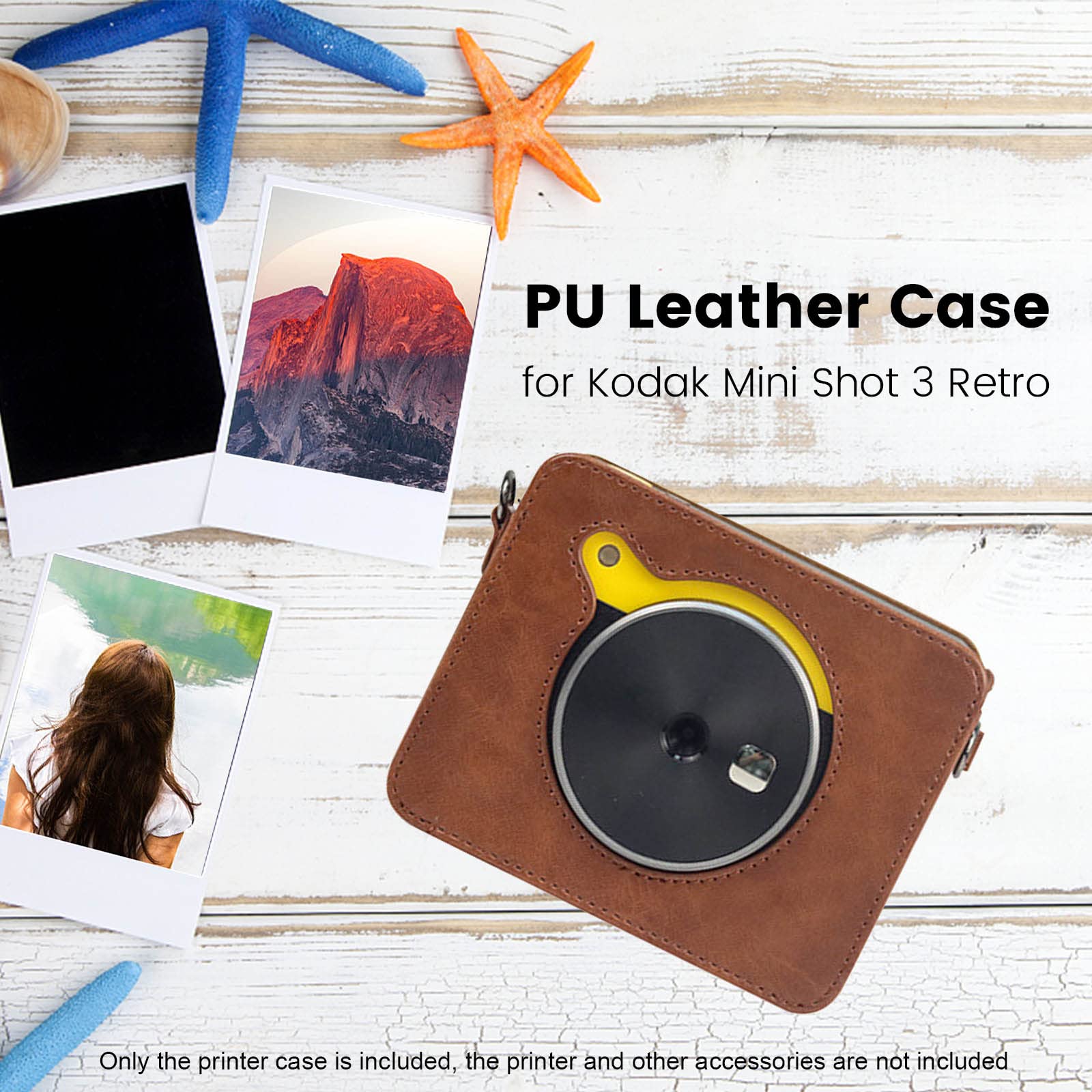 Kodak Mini Shot 3 Retro Instant Camera & Photo Printer Protective Case - PU Leather Cover with Adjustable Strap for Travel, Parties & Everyday Use