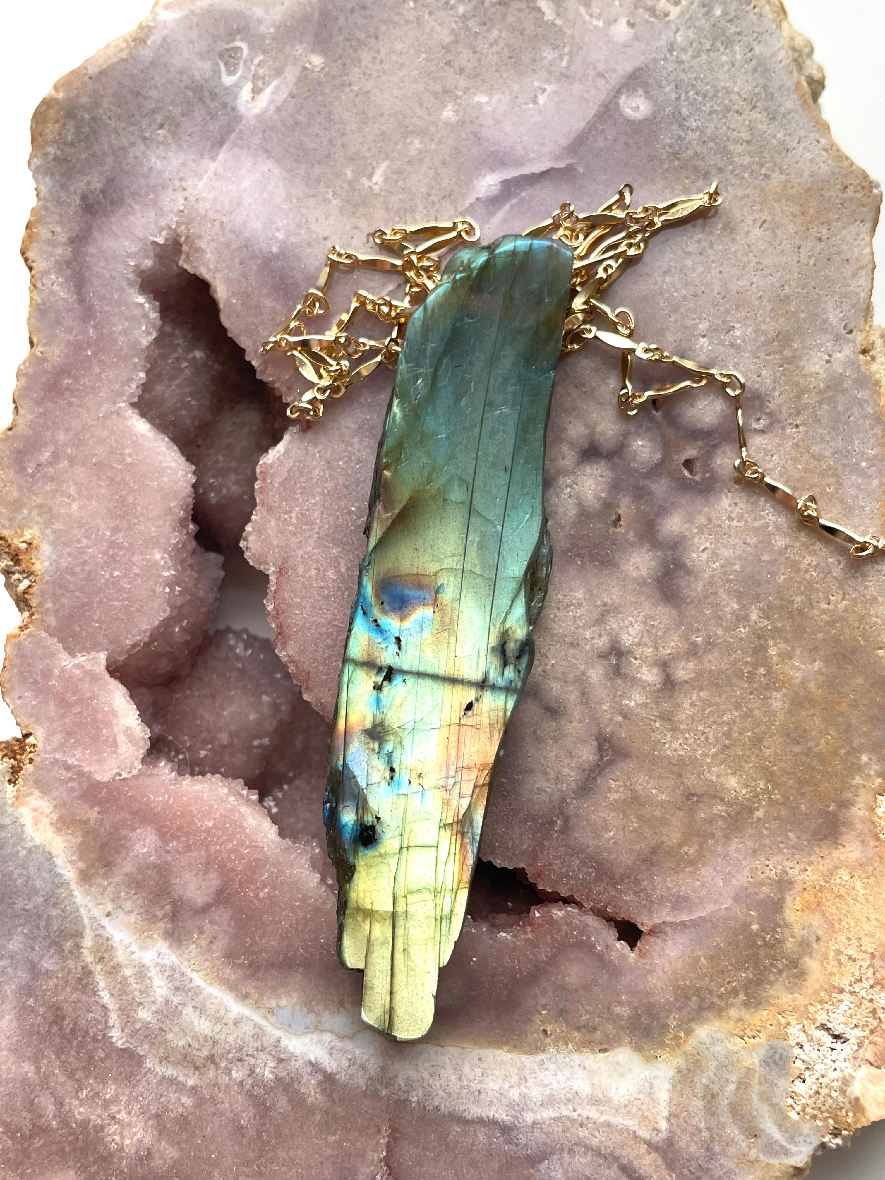 Stunning Large Labradorite Crystal Necklace – Handmade Statement Jewelry for Women – Perfect for Boho, Spiritual & Everyday Wear
