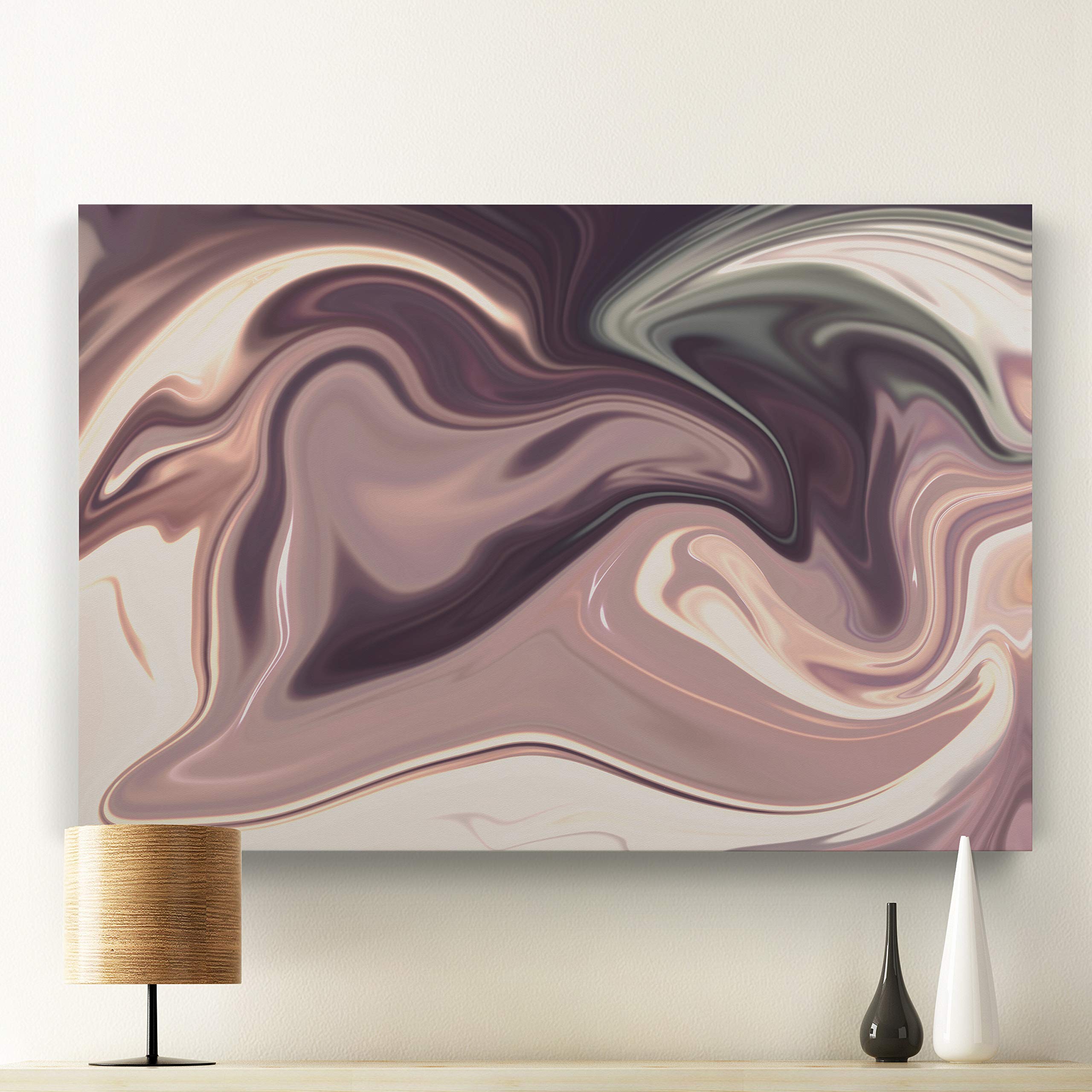 Mint Chocolate Marble Pattern Gallery Wrapped Canvas Wall Art - Modern Abstract Painting for Living Room, Bedroom & Office Decor