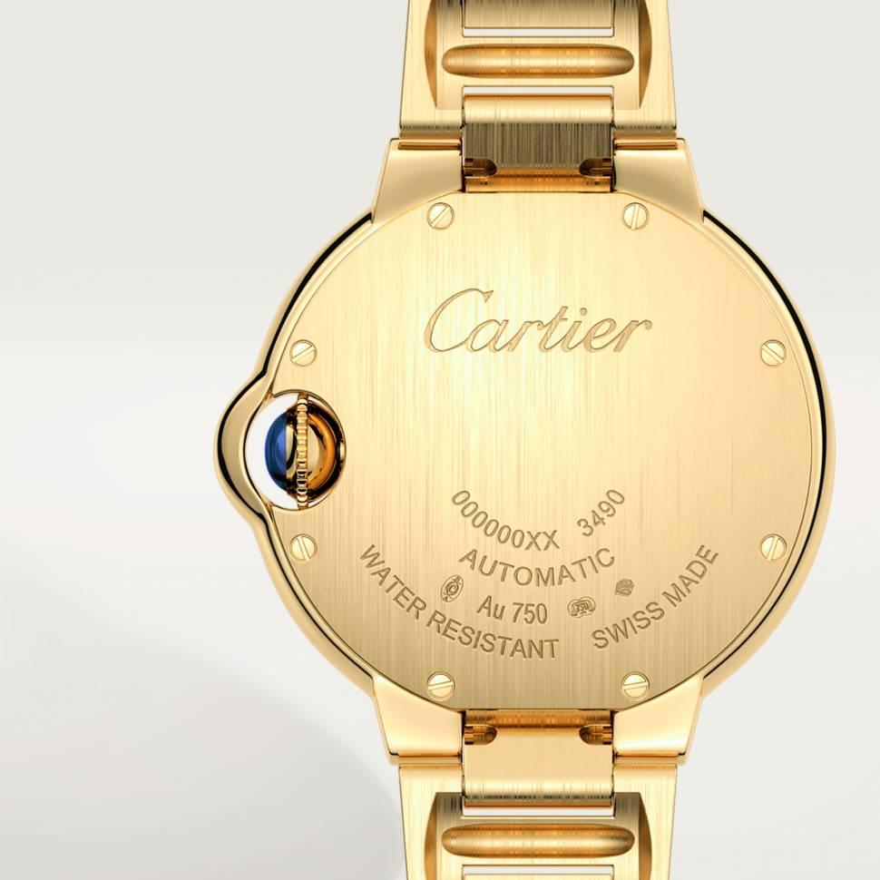 Cartier Ballon Bleu 33mm Yellow Gold Diamond Ladies Watch - Luxury Women's Wristwatch for Elegant Occasions & Special Events