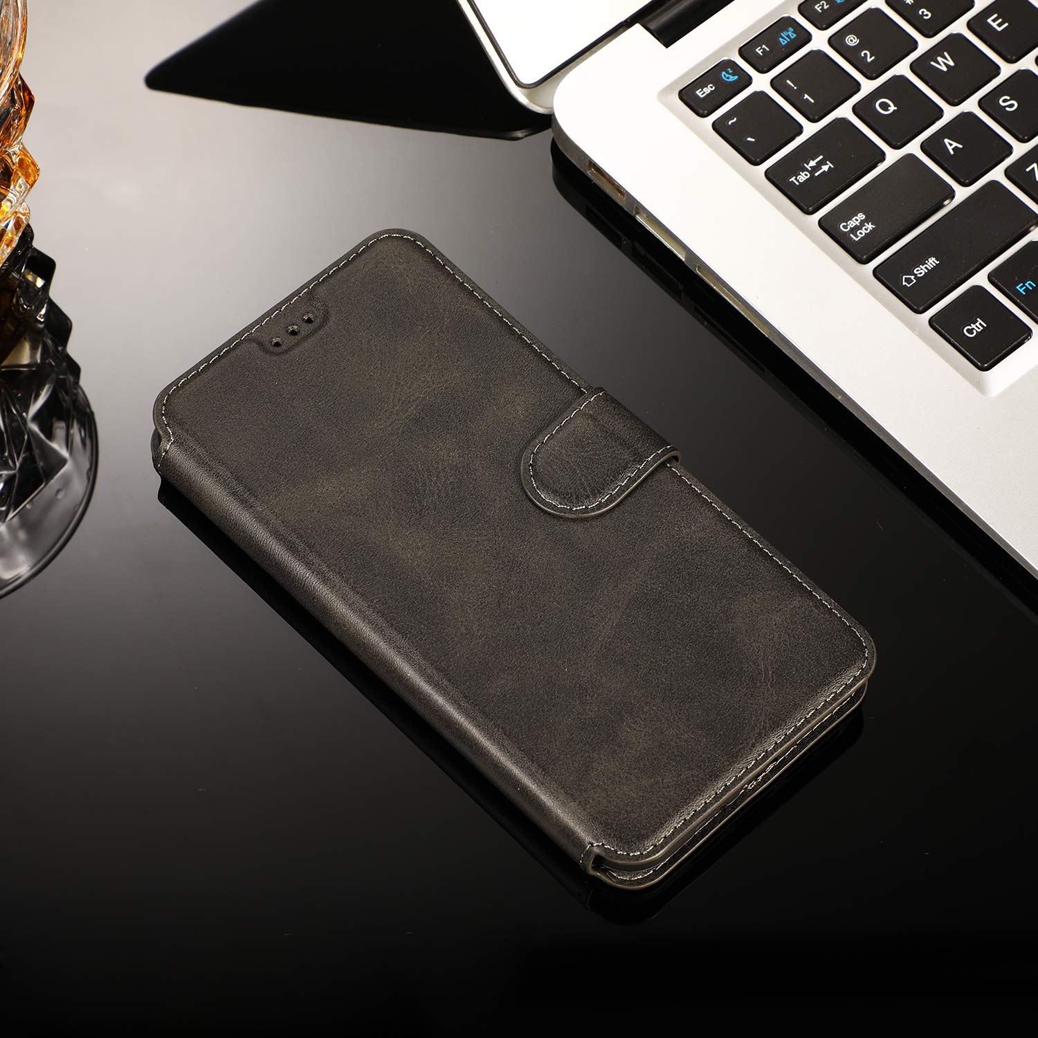 Premium PU Leather iPhone 12 Pro Max Case with Card Slots & Kickstand - Magnetic Closure Shockproof Flip Cover for iPhone 12 Pro Max (6.7 inch) - Black | Wallet Phone Case for Daily Use, Travel & Business Meetings