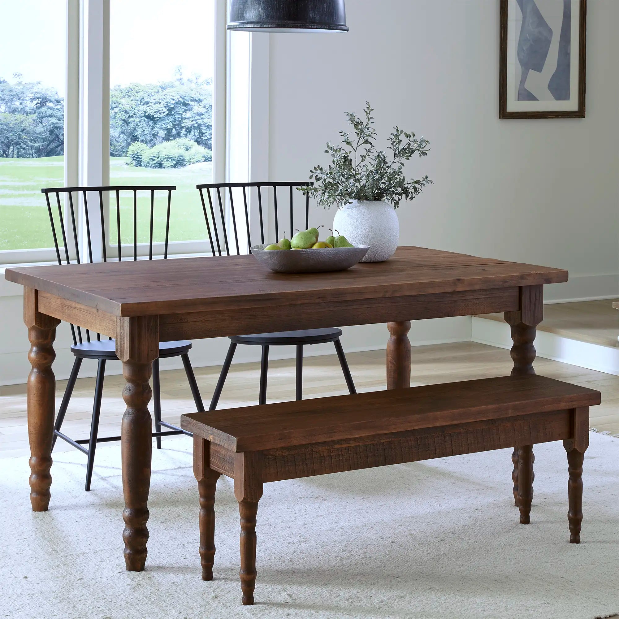 Valerie 3-Piece Dining Set with Table & Bench - Perfect for Small Spaces, Kitchens, and Breakfast Nooks | Modern Farmhouse Style Furniture for Home & Apartment