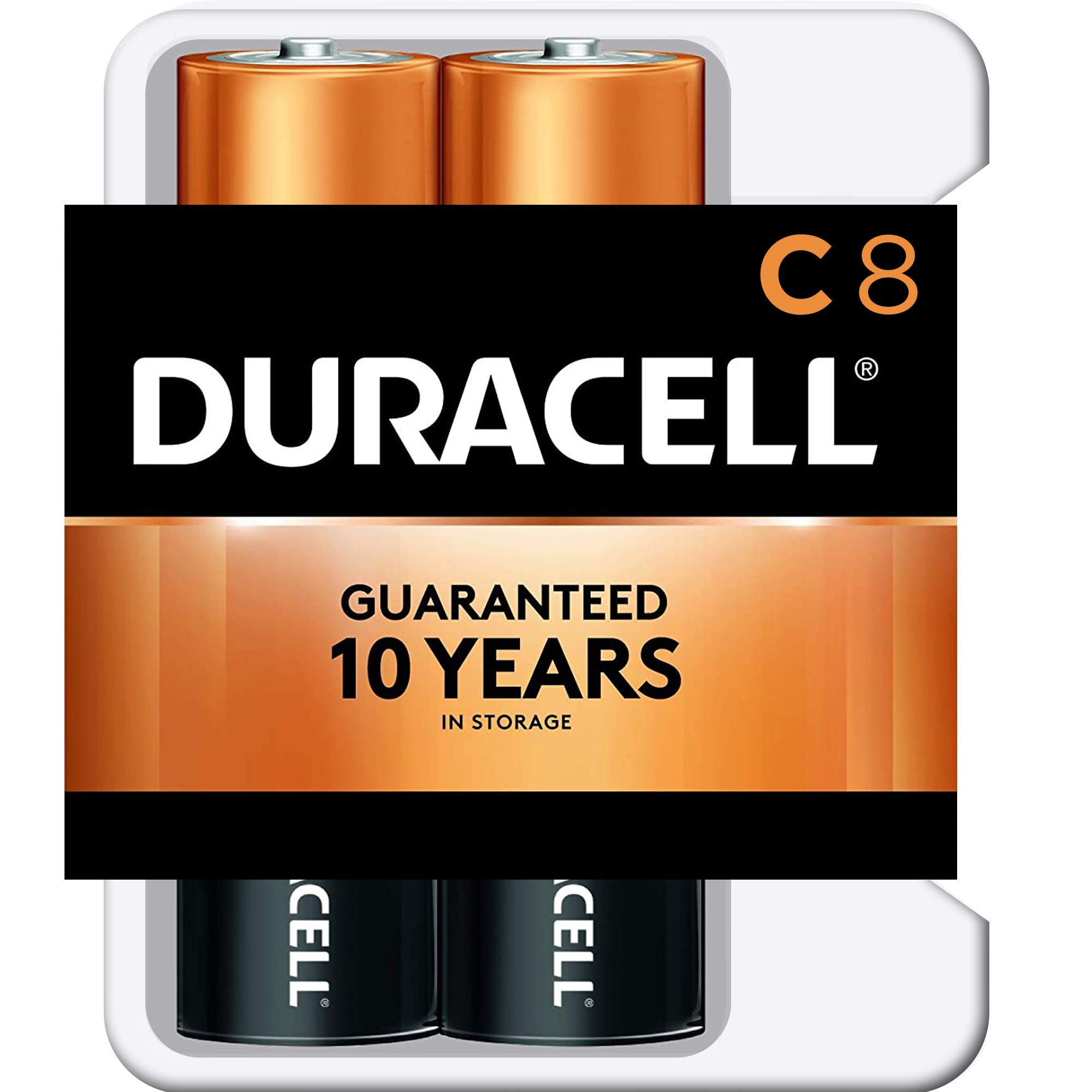 Duracell CopperTop C Alkaline Batteries - 8 Pack Long-Lasting Power for Household & Business Use - Ideal for Flashlights, Toys, Clocks & Electronics - Recloseable Package Included