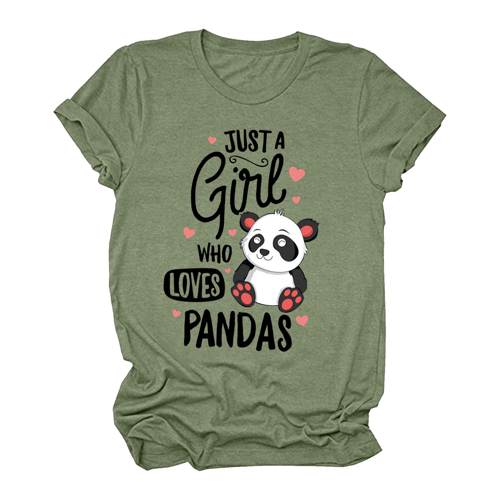 Women's Short Sleeve Summer T-Shirt - Cute Panda Print Round Neck Casual Top Blouse for Women | Perfect for Daily Wear, Outings & Summer Fashion