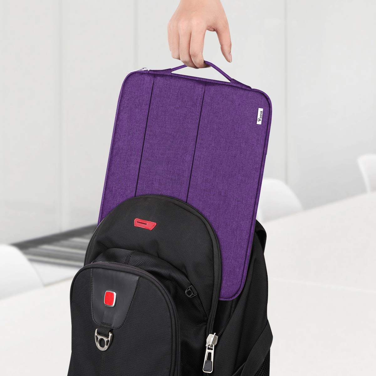 V Voova 15.6-16 Inch Laptop Sleeve for MacBook Pro 15/16, Dell XPS 15, HP, Asus, Acer - Slim Protective Computer Case Cover Bag for Women (Purple) - Perfect for Work, School & Travel