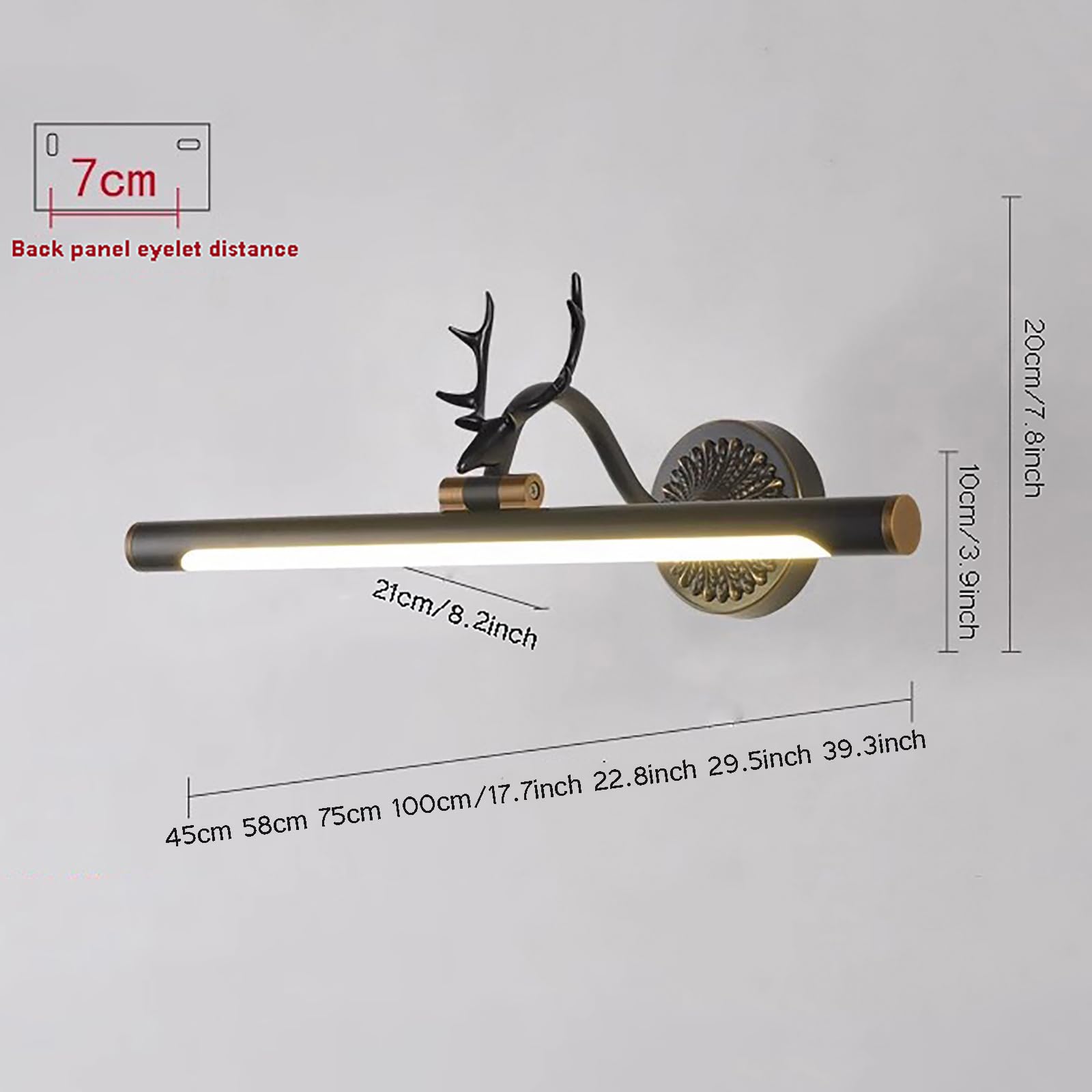 Modern Copper Vanity Light - Rotatable LED Bathroom Sconce for Dressing Table (100cm, Gold) - Perfect for Bathroom Makeup Area