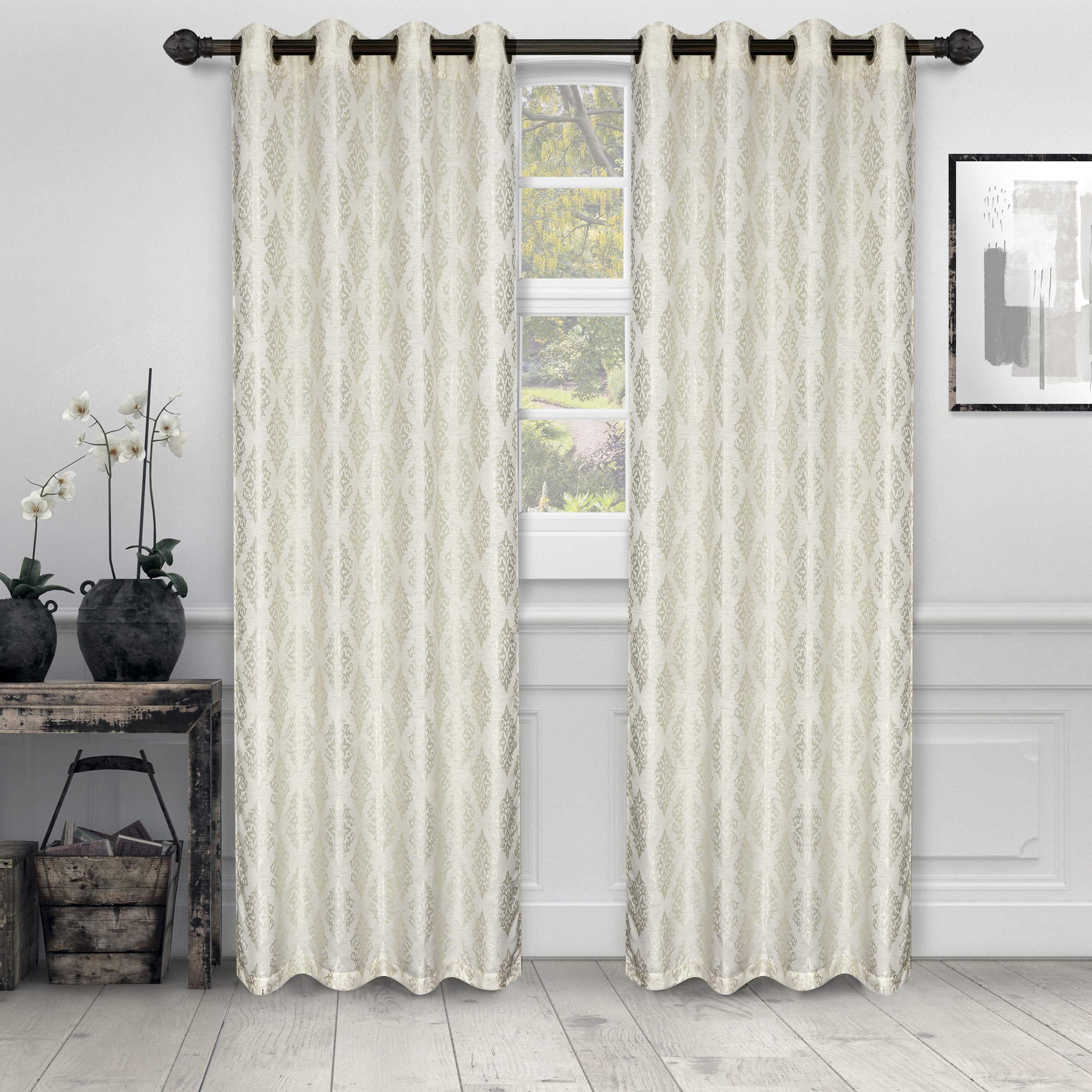Elegant Jacquard Embroidered Curtains Set of 2 - 52