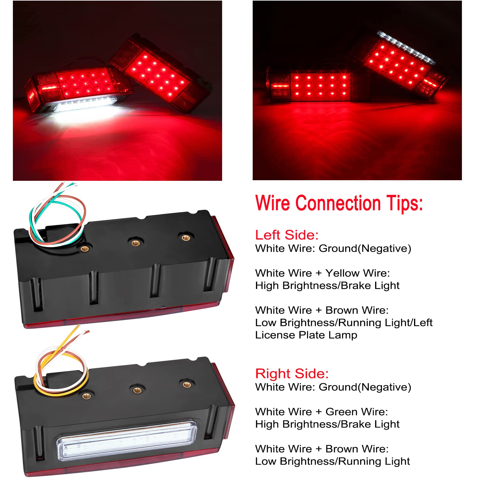 IP68 LED Boat Trailer Light Kit with Wiring Harness - 2 Amber Waterproof Lights for RV, Camper, Truck, Snowmobile (80+ Inches) - Perfect for Night Towing & Marine Trailering