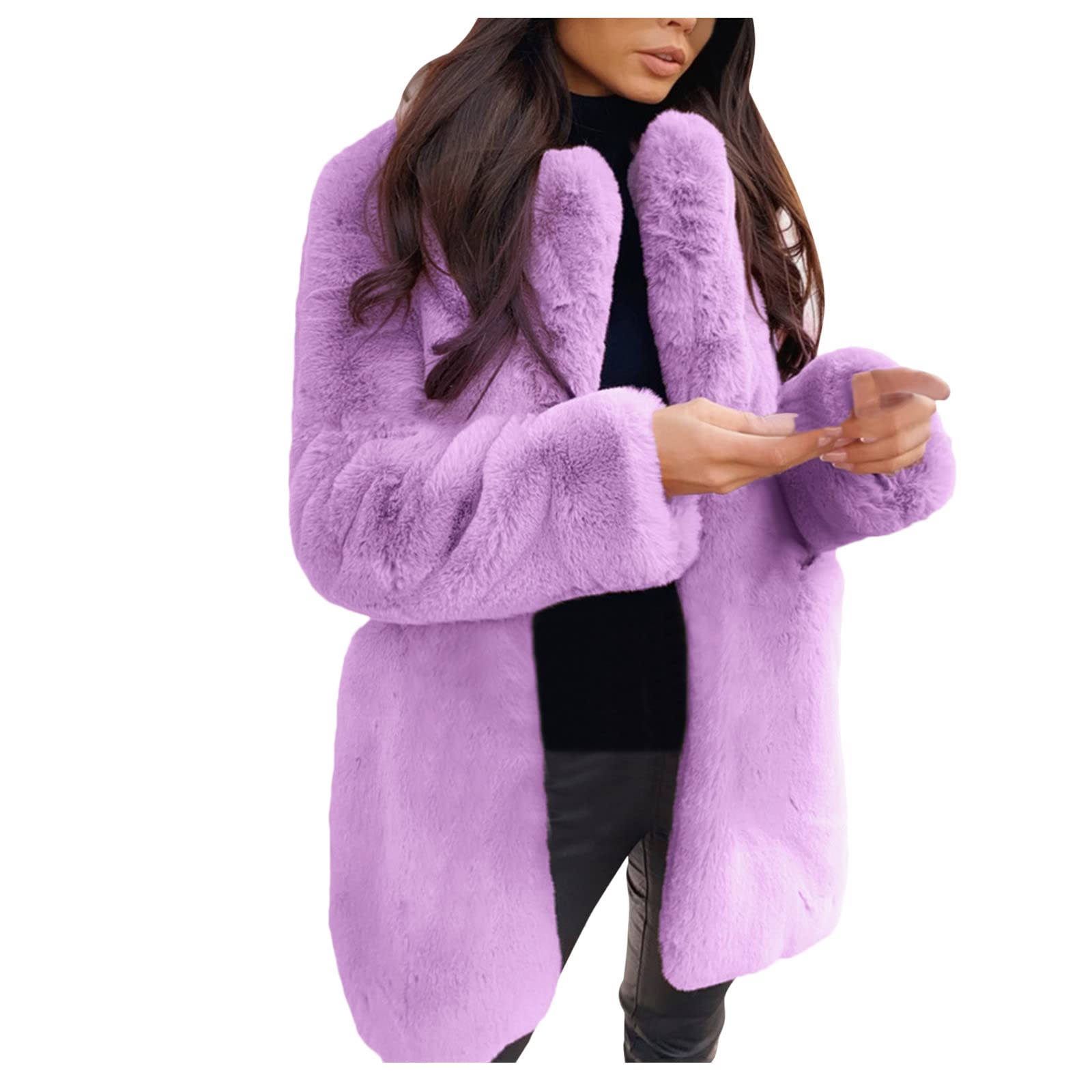 Women's Black Winter Jacket - Thick Warm Lapel Overcoat with Cardigan Style for Cold Weather | Perfect for Outdoor Activities, Work Commute & Casual Wear