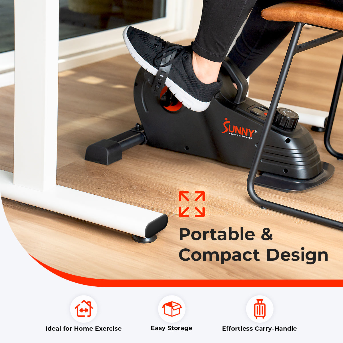 Portable Mini Exercise Bike with Smart Magnetic Resistance - Compact & Quiet Under Desk Cycling for Home & Office Workouts