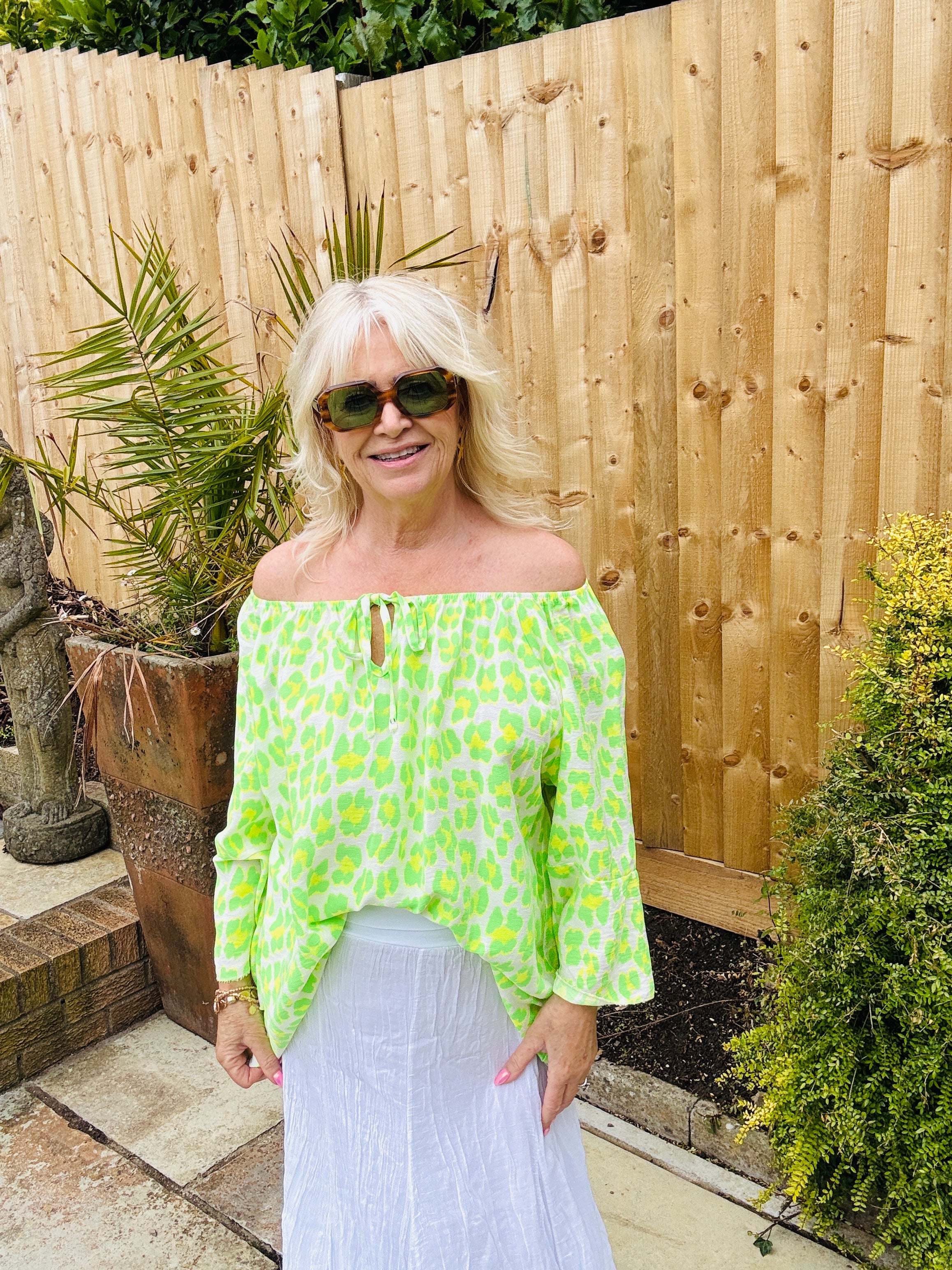 Lucy Leopard Print Women's Top in Lime Green - Stylish & Trendy for Casual Wear, Parties & Night Out