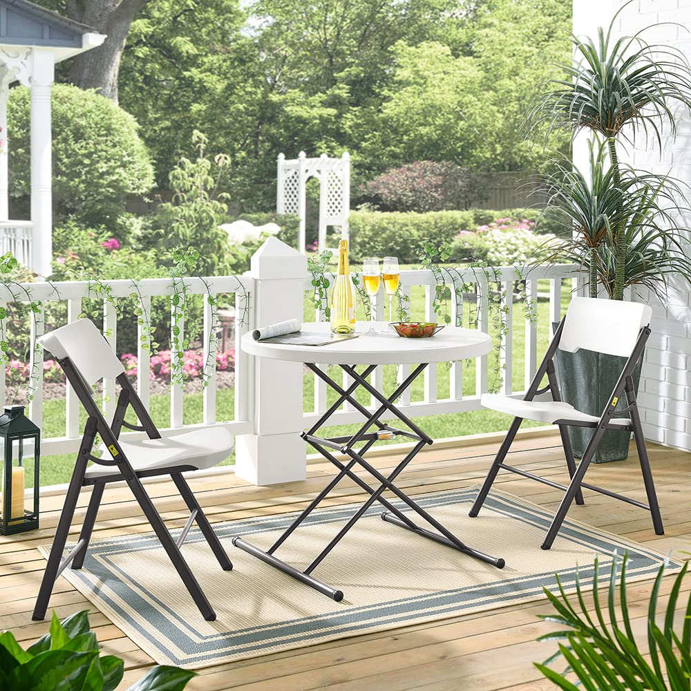 Living and More Commercial Folding Chair - Heavy Duty 350lb Capacity, Ergonomic Swivel Back Design for Indoor/Outdoor Use - White (1 Pack) | Perfect for Events, Parties, Weddings & Office Meetings
