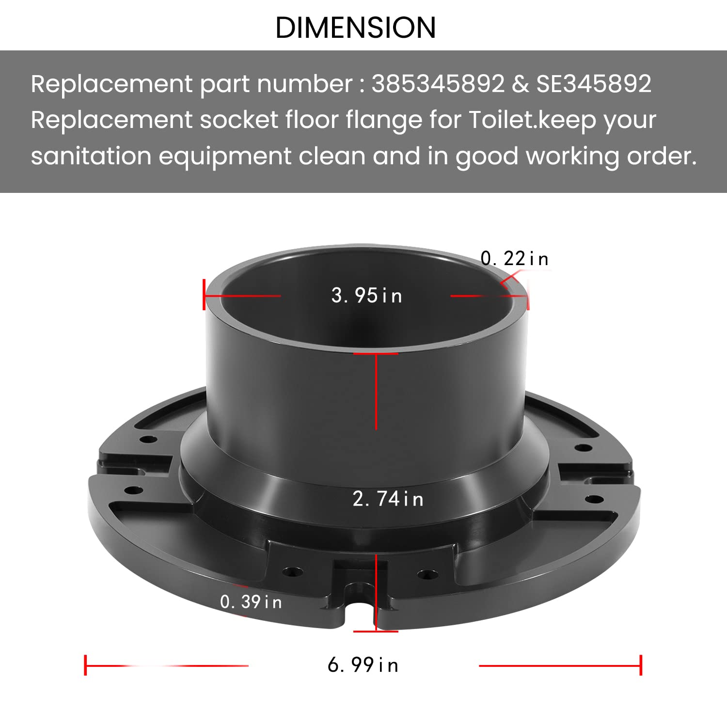 Dometic 385345892 3-Inch RV Toilet Flange Replacement - Heavy Duty Floor Flange Compatible with Dometic & Sealand RV Toilets - Perfect for RV Toilet Repair and Camper Bathroom Renovations