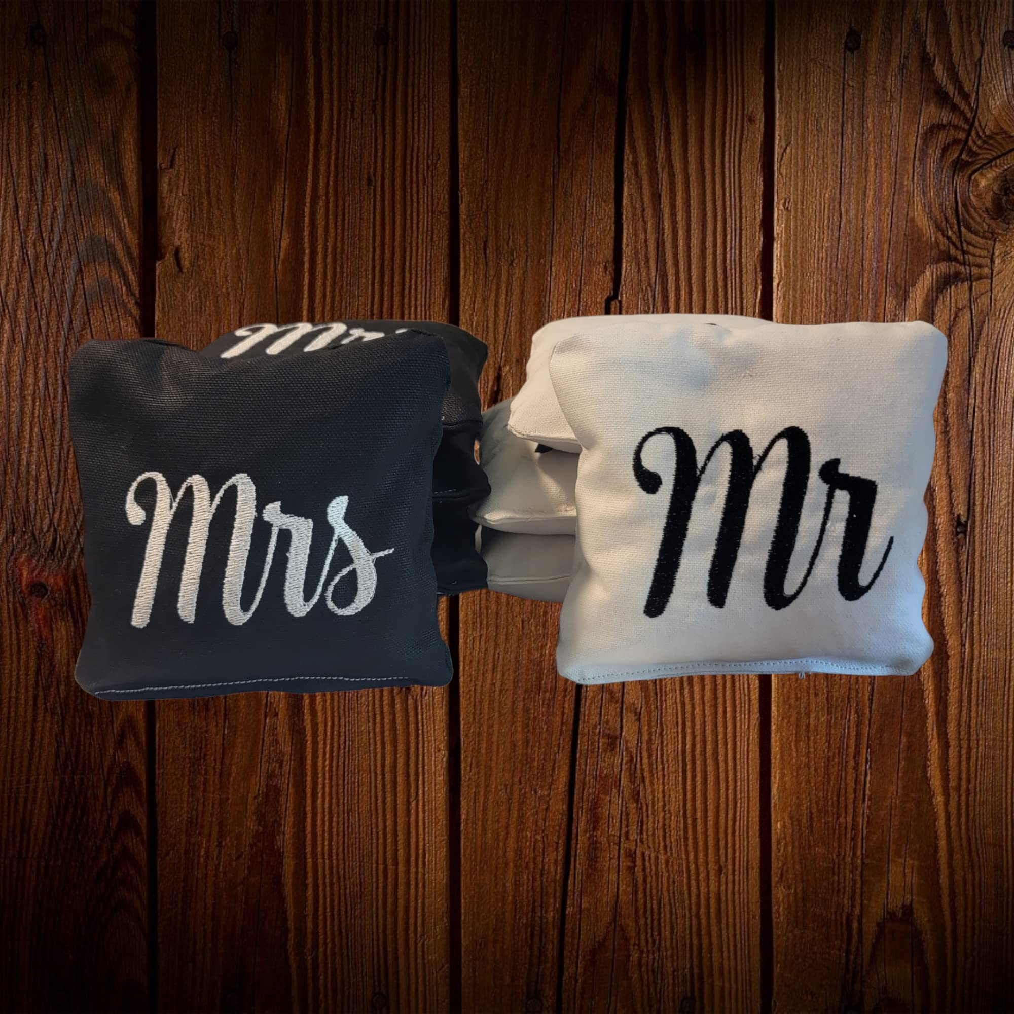 Mr and Mrs Wedding Cornhole Bags Set of 8 - Premium Toss Game Bags for Outdoor Lawn Games, Backyard Parties & Wedding Receptions