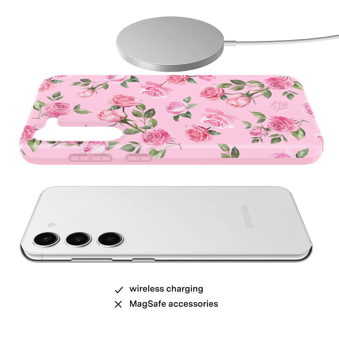 Pink Rose Floral Samsung Phone Case - Cute Protective Cover for Samsung Galaxy [Model] - Perfect Gift for Women, Girls, Teens - Ideal for Everyday Use, Birthday, Valentine's Day