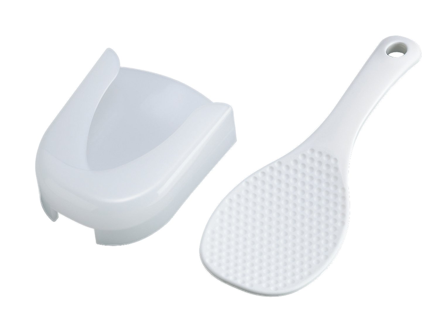 Japanese Style Non-Stick Plastic Rice Paddle with Holder - Perfect for Sushi, Rice Balls & Asian Cooking - Dishwasher Safe Rice Scoop for Rice Cooker & Serving