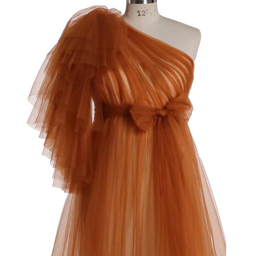 Elegant One Shoulder Tulle Prom Dress for Women - Long A-Line Pleated Formal Evening Gown for Homecoming, Wedding Guest & Special Occasions