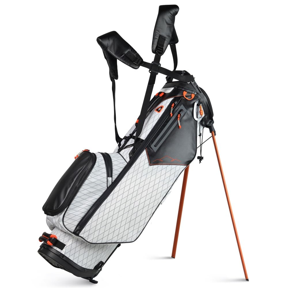 Sun Mountain Men's 2022 VX Stand Carry Golf Bag - White Black Inferno | Lightweight Durable Golf Stand Bag with 5-Way Top | Perfect for Walking Courses & Tournaments