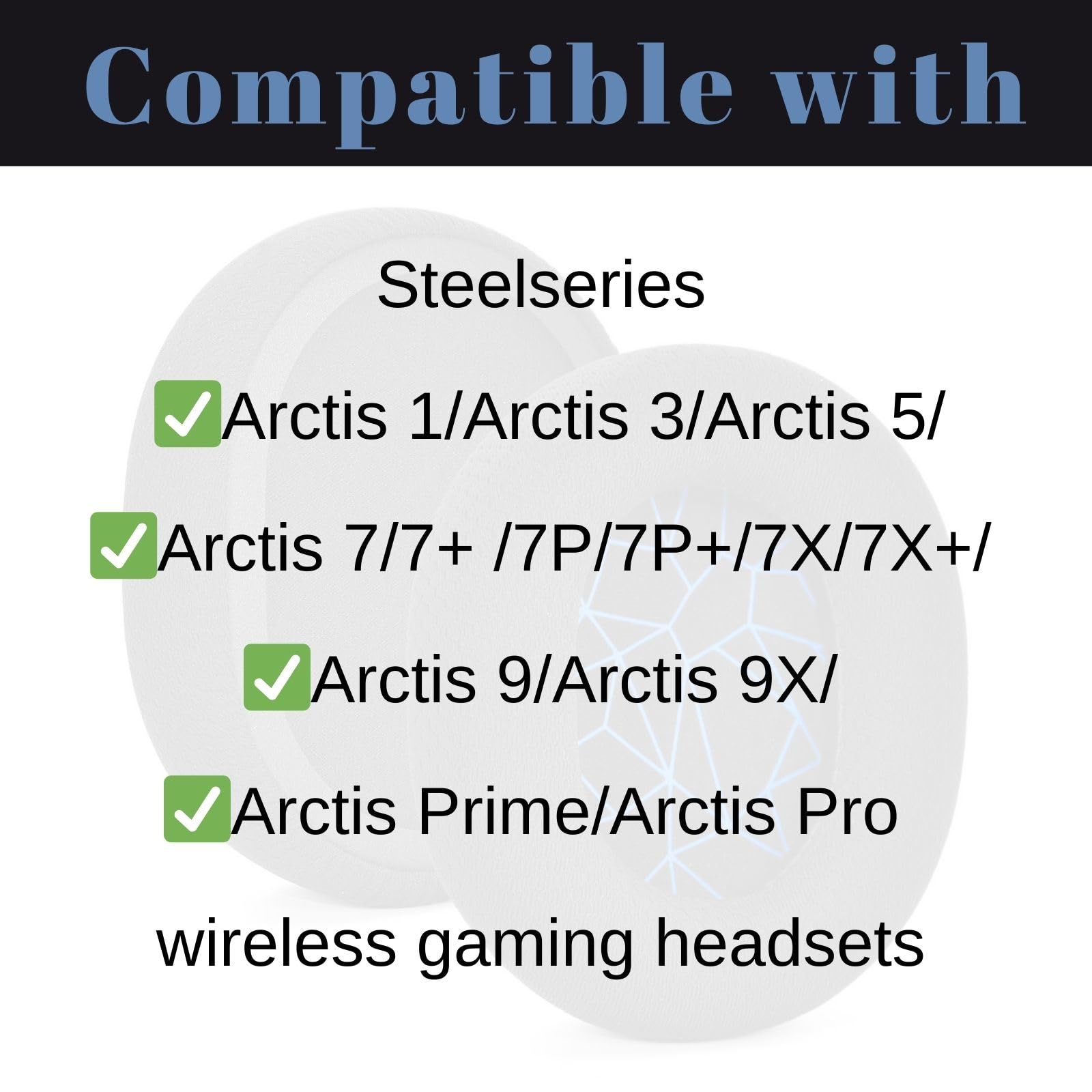 Replacement Earpads for SteelSeries Arctis 7/5/3/1/Pro Wireless Gaming Headset - Soft Memory Foam & Breathable Mesh Fabric Ear Cushions (Black with Blue Stitching) - Perfect for Long Gaming Sessions & Noise Isolation