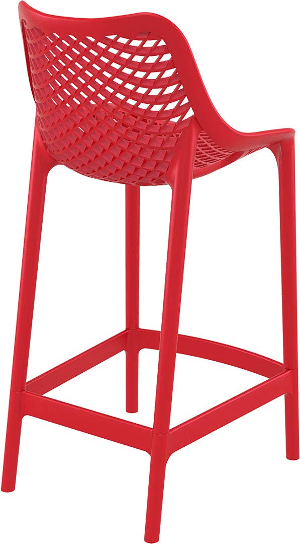 Red Compamia Air Patio Counter Stool Set of 2 - Modern Outdoor Bar Stools for Patio, Deck, Poolside & Backyard - Weather-Resistant & Comfortable Seating