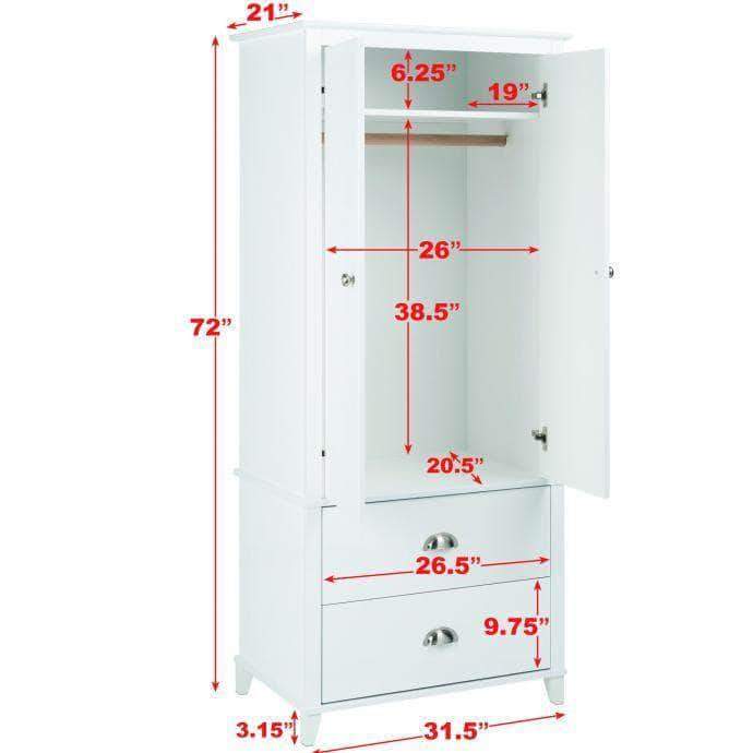 Yaletown Armoire - Elegant Wooden Wardrobe with Mirror & Storage for Bedroom, Living Room & Closet Organization