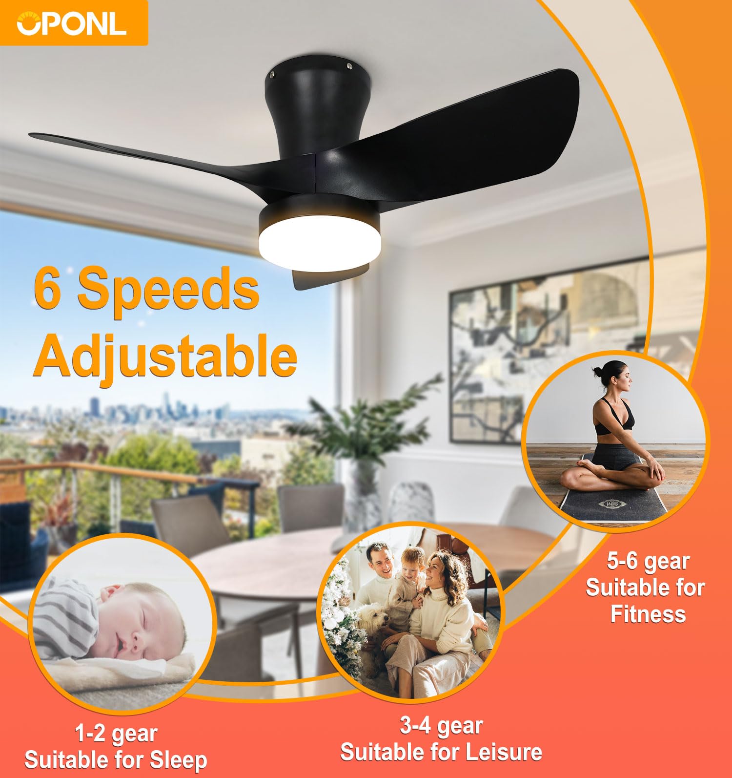 30 Inch Black Ceiling Fan with Light - High Airflow Quiet DC Motor - Modern Ceiling Fans with Lights for Bedroom, Kitchen, Dining Room & Patio - Perfect for Cooling and Lighting Indoor/Outdoor Spaces
