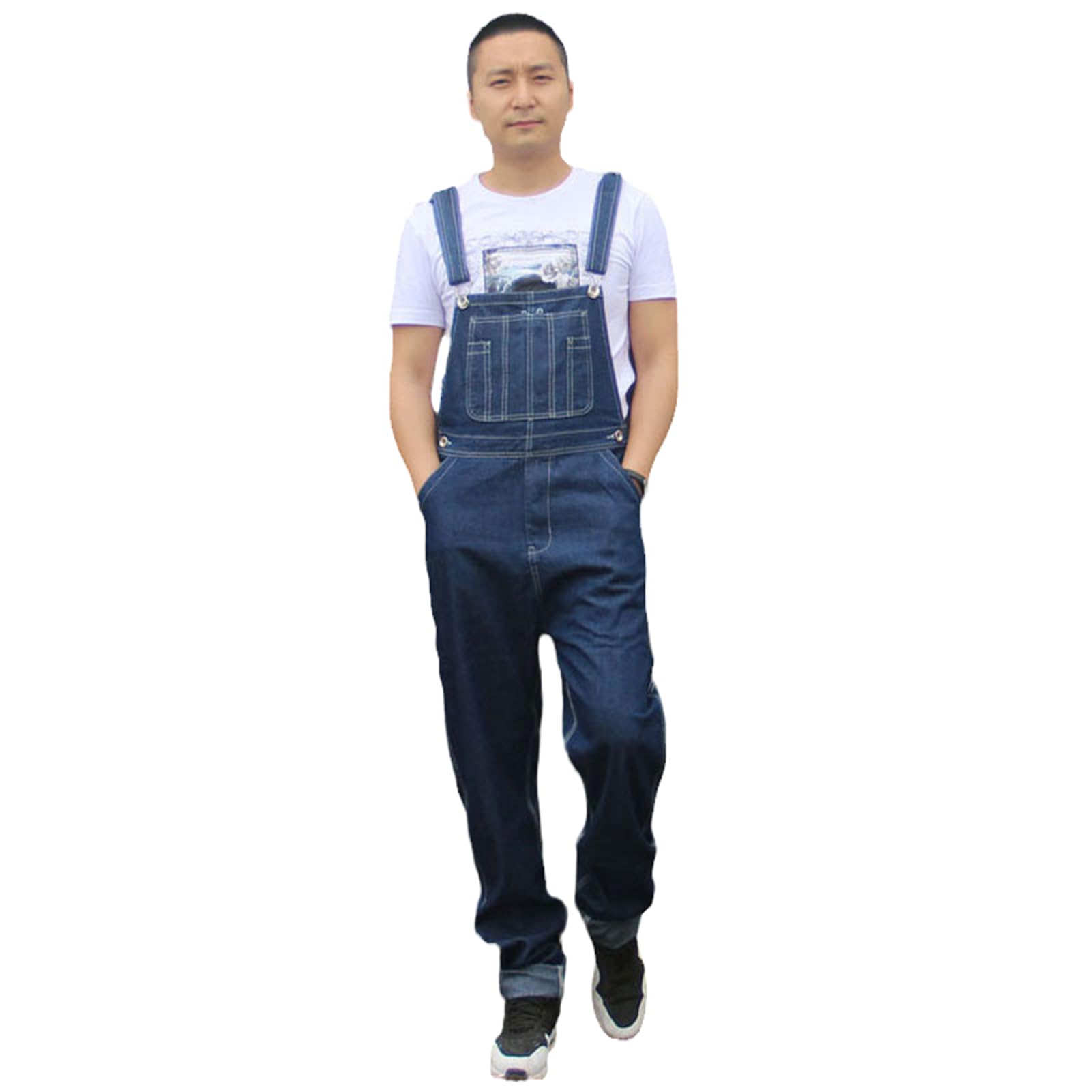 MORISTE Men's Bib Overalls - Straight Leg Denim Jumpsuit with Adjustable Straps | Spring & Summer Workwear, Hip Hop Fashion Pants for Casual Wear & Street Style