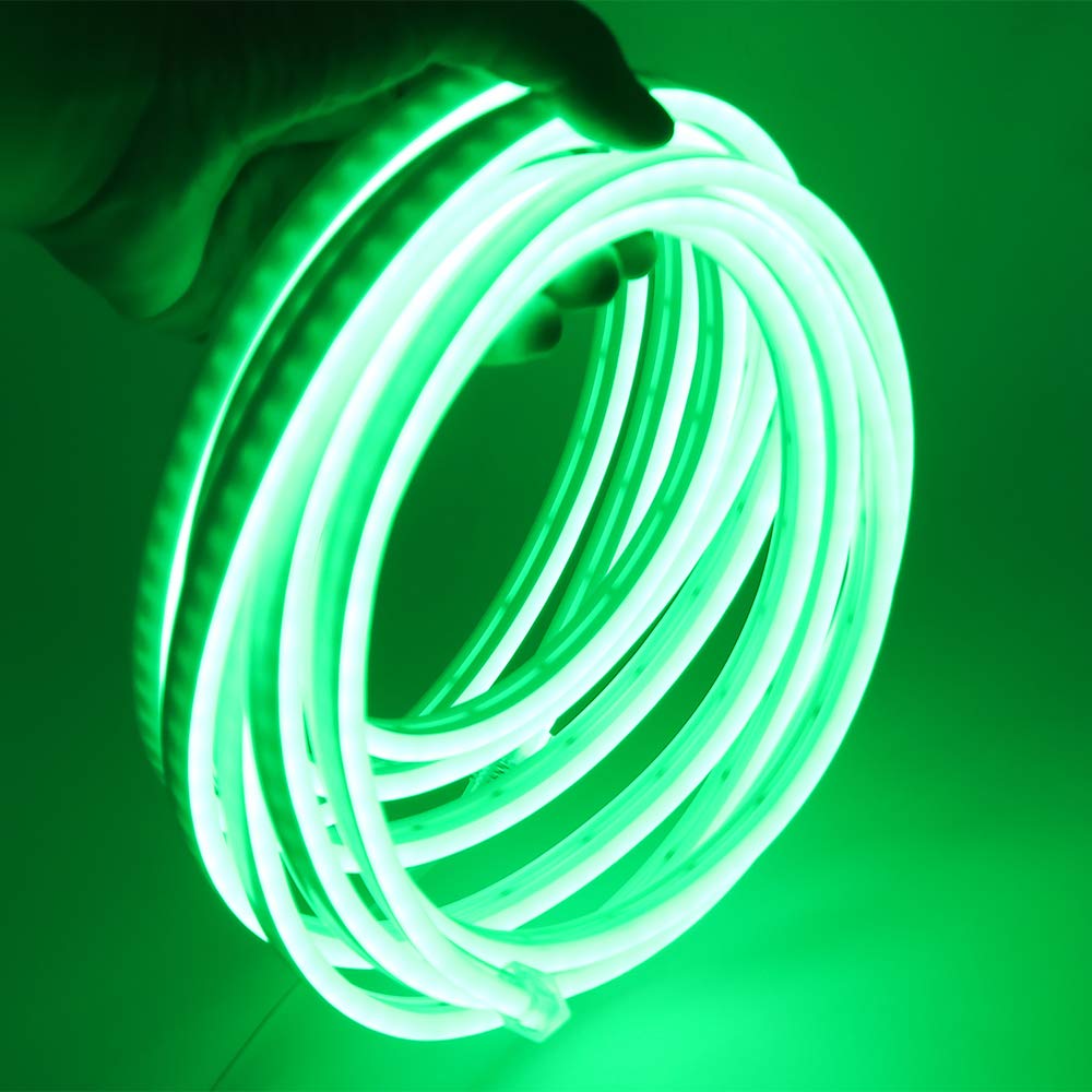 XUNATA LED Neon Strip Lights - Dimmable 110-120V Flexible Rope Light, 120 LEDs/M, 328ft Waterproof 2835 SMD with Remote - Perfect for Party Decorations, Bedroom Lighting, Bar Signs & Wedding Backdrops (Green)
