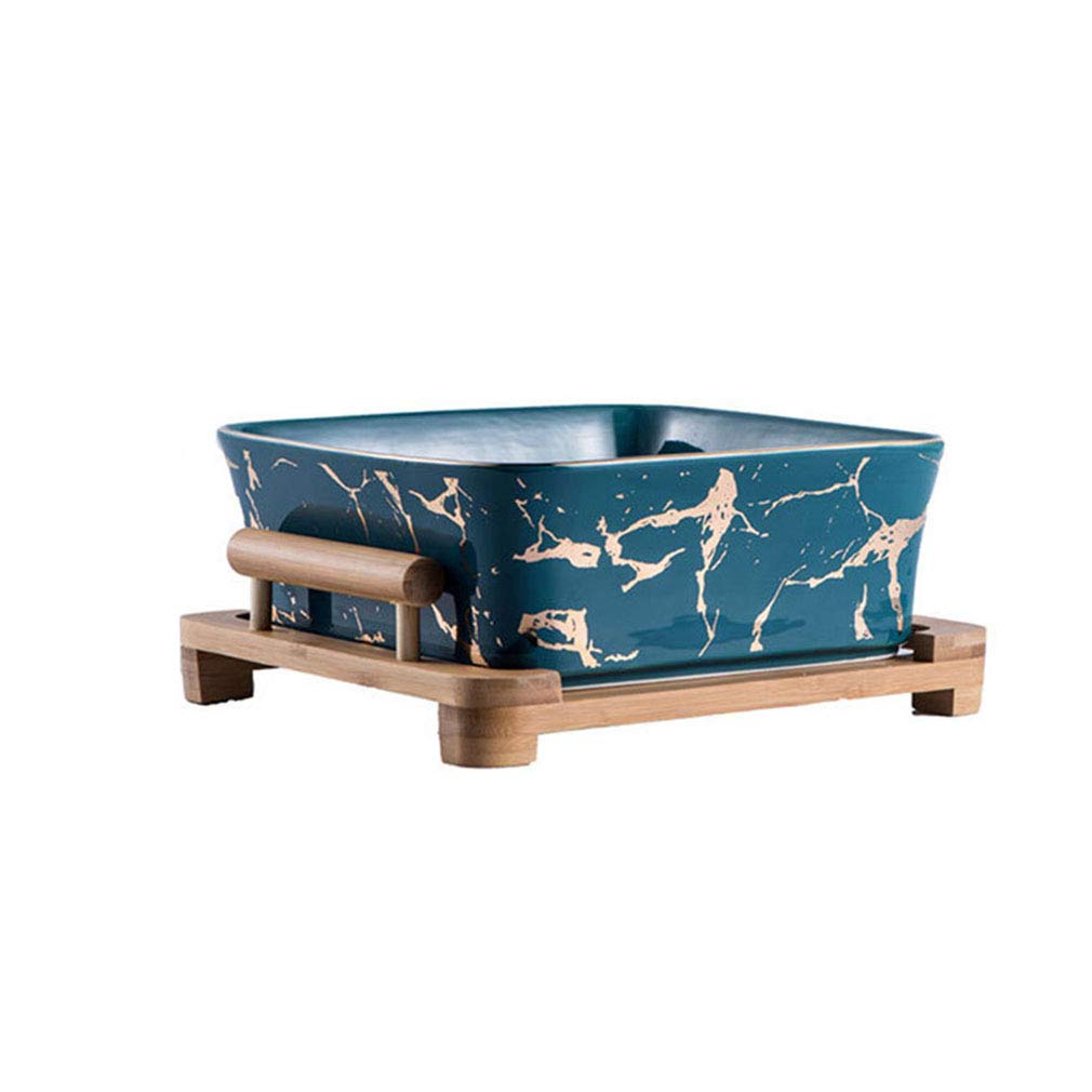 Stylish Wooden Stand Ceramic Fruit Bowl - Detachable Serving Basket for Fruits, Vegetables, Desserts & Salads | Perfect for Kitchen Counter, Dining Table & Party Serving