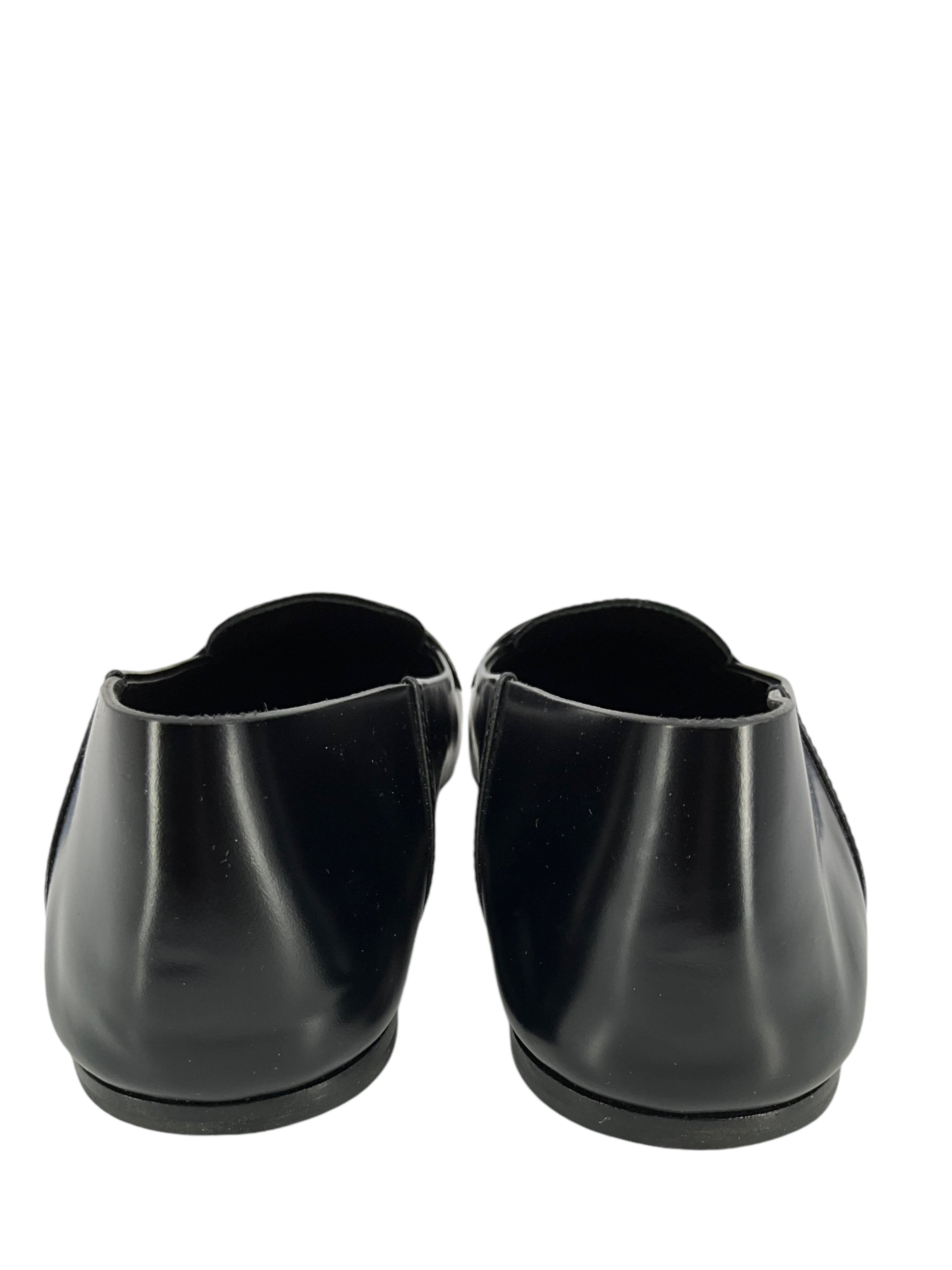 PRADA Leather Point Toe Logo Flats Women's Size 9.5 - Classic Luxury Ballet Flats for Office, Party & Everyday Wear
