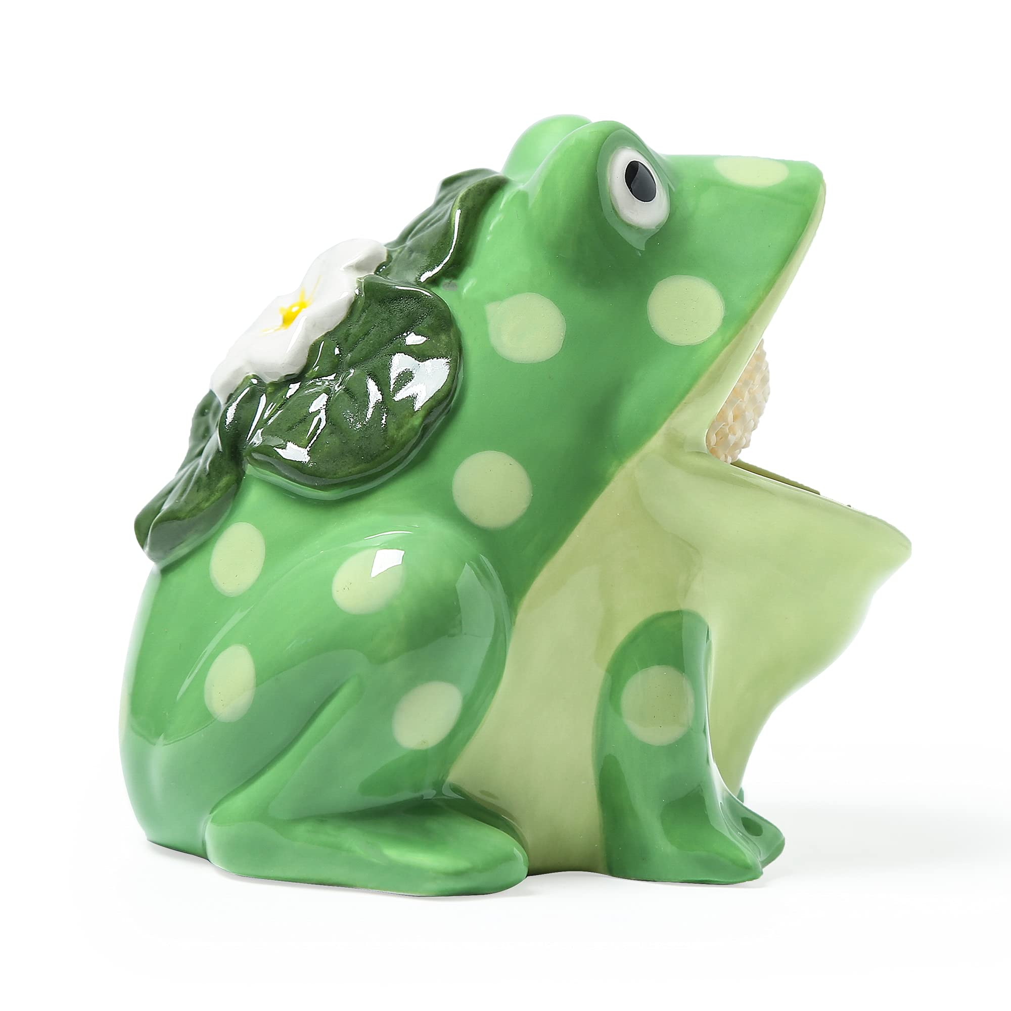 Ceramic Kitchen Sponge Holder with Frog Design - Cute and Functional Home & Kitchen Decor for Sink Countertop - Perfect for Dishwashing, Cleaning, and Organizing Small Spaces