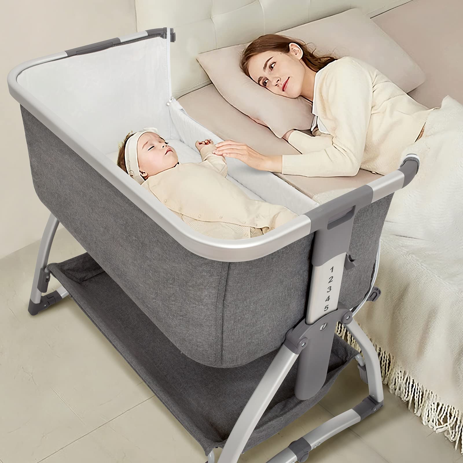 Maydolly 2-in-1 Portable Baby Bassinet & Bedside Sleeper - Breathable Mesh Crib for Newborns, Adjustable Infant Bed for Boys & Girls | Perfect for Nursery, Bedroom Co-Sleeping & Travel