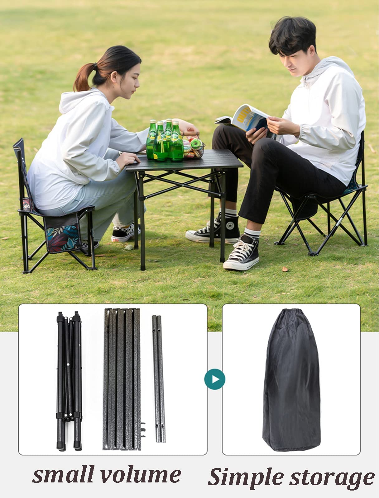 Portable Folding Camping Table & Chair Set - Lightweight Square Outdoor Picnic Table with Easy Fold Design - Perfect for Backpacking, Beach, BBQ, Tailgating & RV Trips (Package 1)