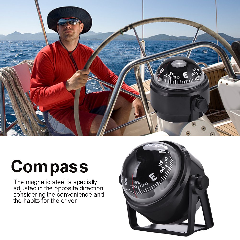 Small Boat Compass - Electronic Digital Marine Compass with Adjustable Military Ball & Night Vision for Car, Boat, Truck - Perfect for Night Navigation & Outdoor Adventures