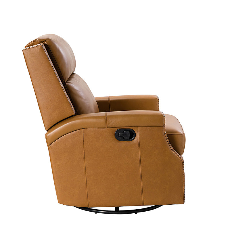 Canace Modern Genuine Leather Manual Glider Rocker Recliner Chair - Comfortable Swivel Lounge Chair for Living Room, Nursery, and Office Relaxation